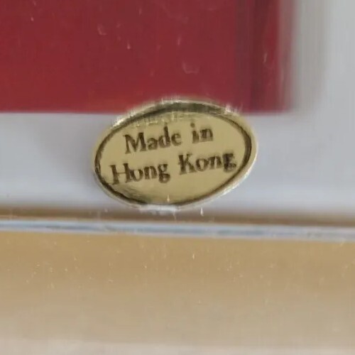 Vintage Red Acrylic Memo Clip Pen Set Stand 24-K Gold Plated Hong Kong