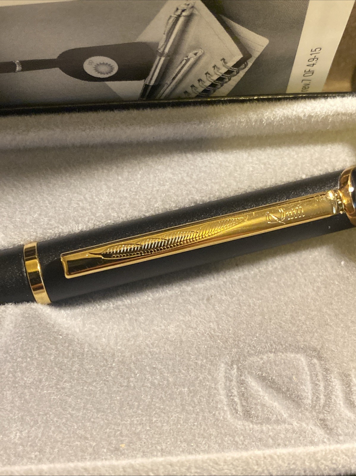 Quill Ballpoint Pen, Black With Gold Trim, Black