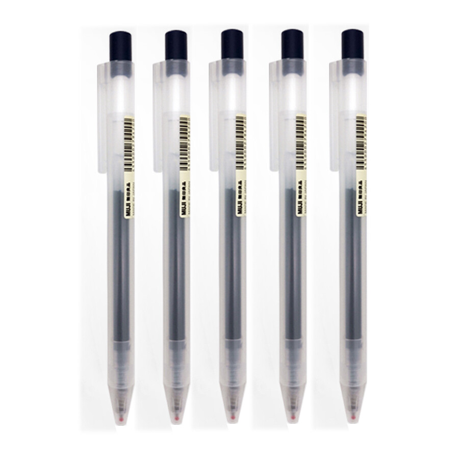 10pcs MUJI Smooth Gel-Ink 0.5mm Press Pen Ballpoint Pens Blue/Black/Red/Darkblue