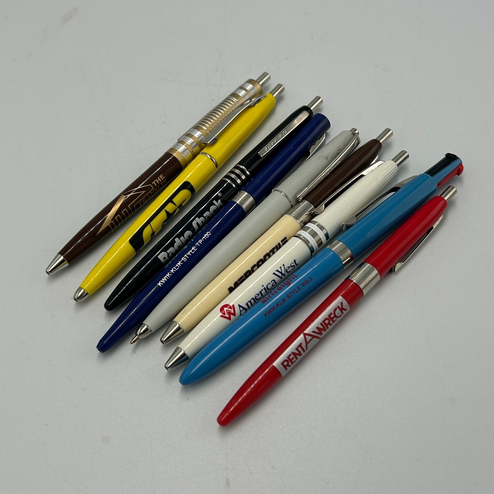 Vintage Salesman Sample Kit Advertising Pen Ballpoint Pens Lot 9 Kwik Klik Click