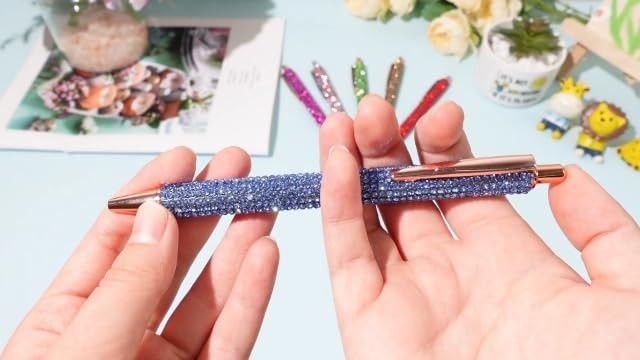 6 Pcs Bling Pen Cute Diamond Wedding Rhinestones Gift Metal Ballpoint Fancy Spar