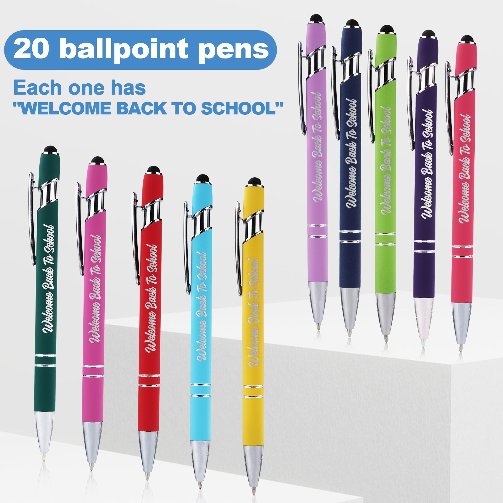 20Pcs Welcome Back to School Pens Bulk Student Gifts Classroom Teacher Rewards