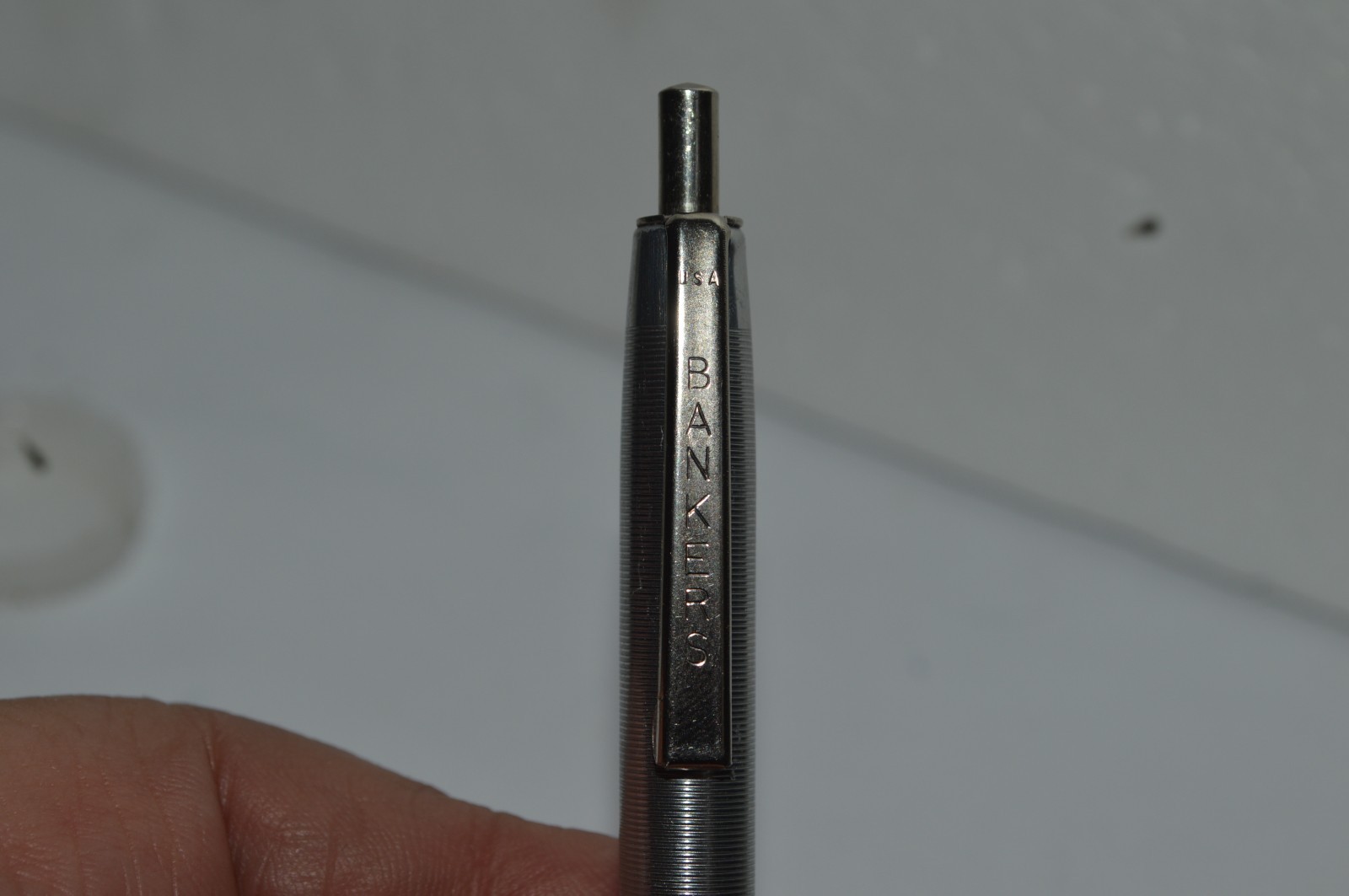 BANKERS Ballpoint Pen Red Plastic Barrel Metal Cap Made In USA Circa 1970s