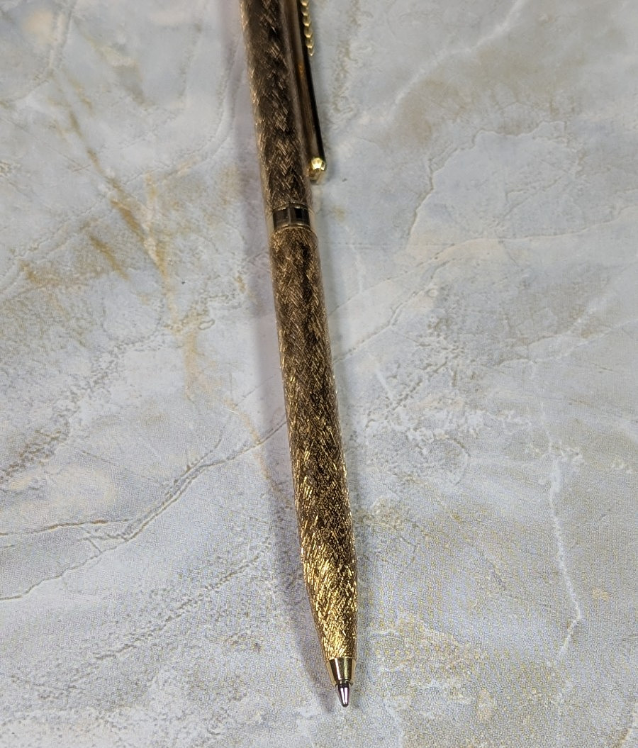 Primax Jeweled Rhinestone Ink Pen w/ Gold-Toned Textured Metal Twist Ballpoint
