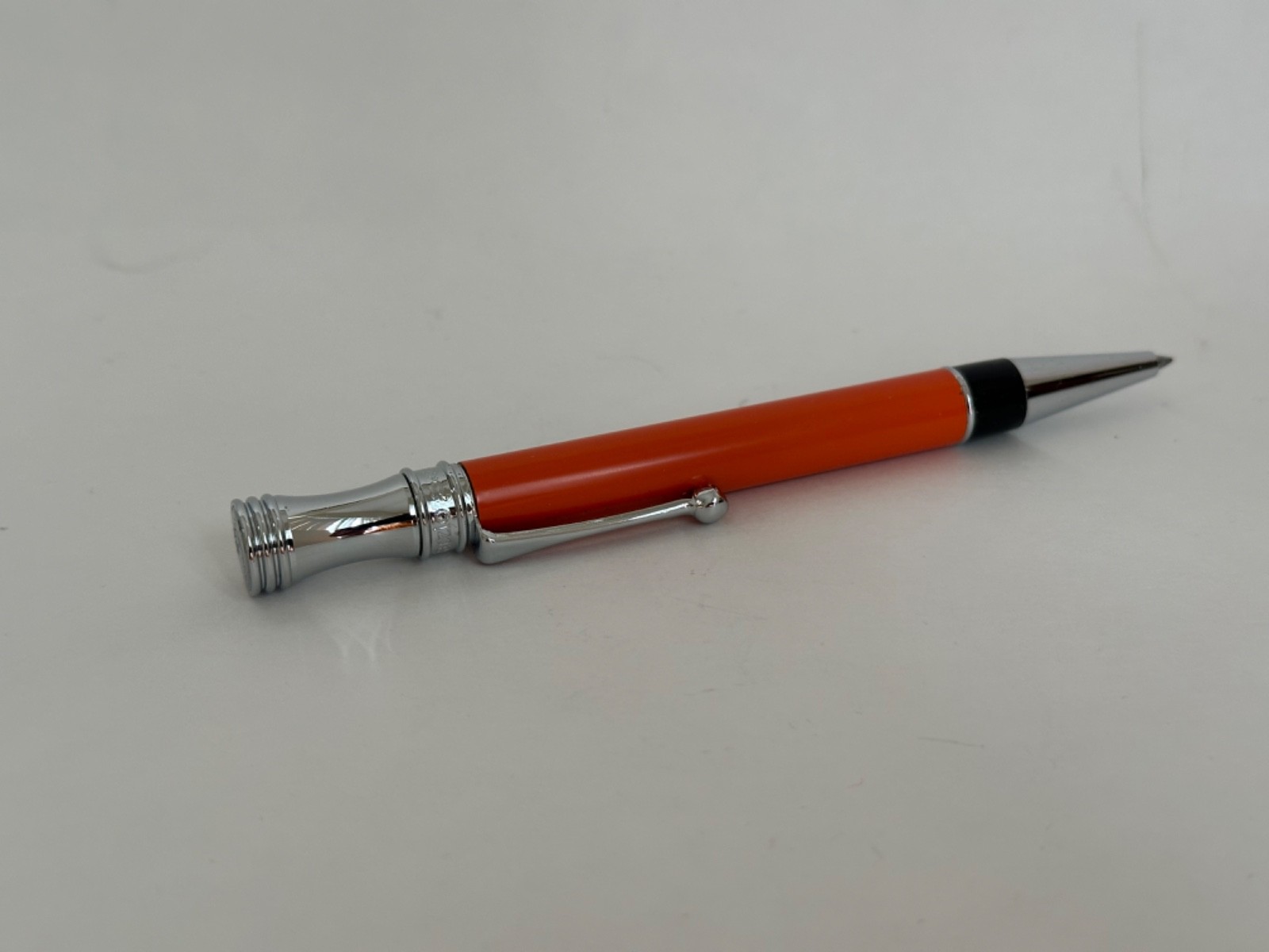 Vintage Rare Campo Marzio Ballpoint Pen Silver & Enamel Orange, Working