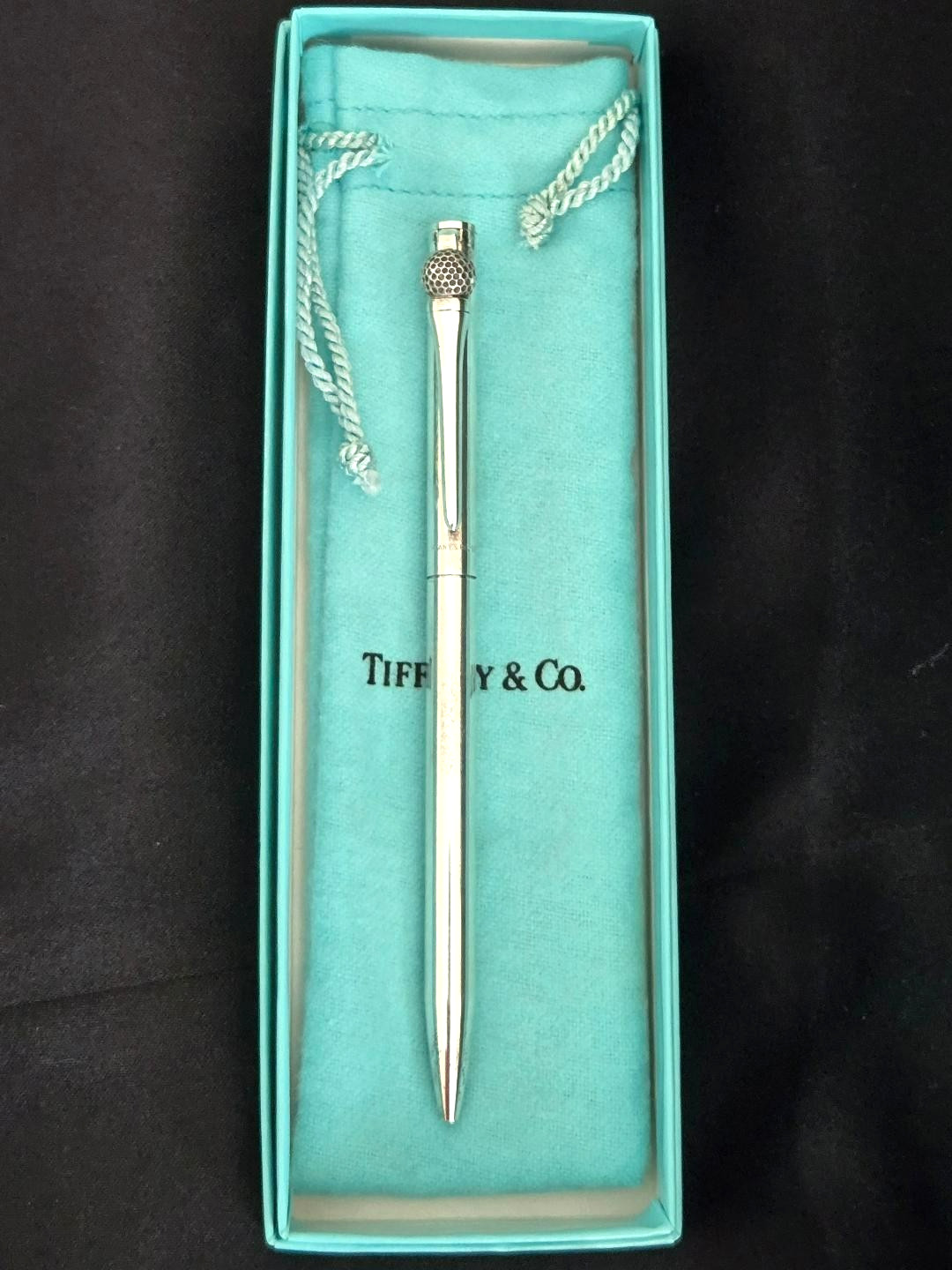 RARE POUCH/BOX TIFFANY & CO. CROSS STERLING SILVER PEN w/GOLF BALL INSIGNIA