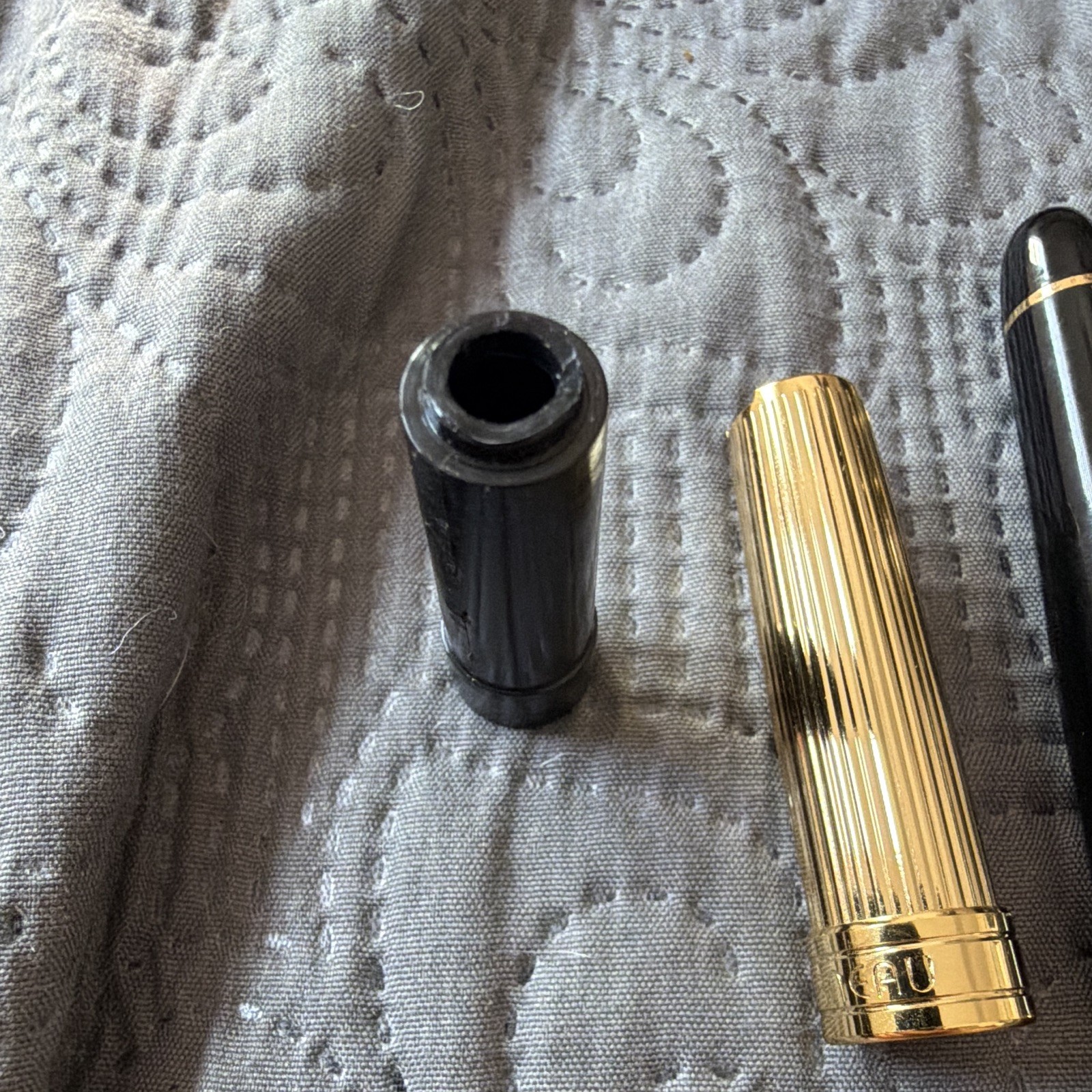 Tourneau MMXV Black & Gold Metal Ballpoint Pen, Blue Ink, Gold Trim w/Case