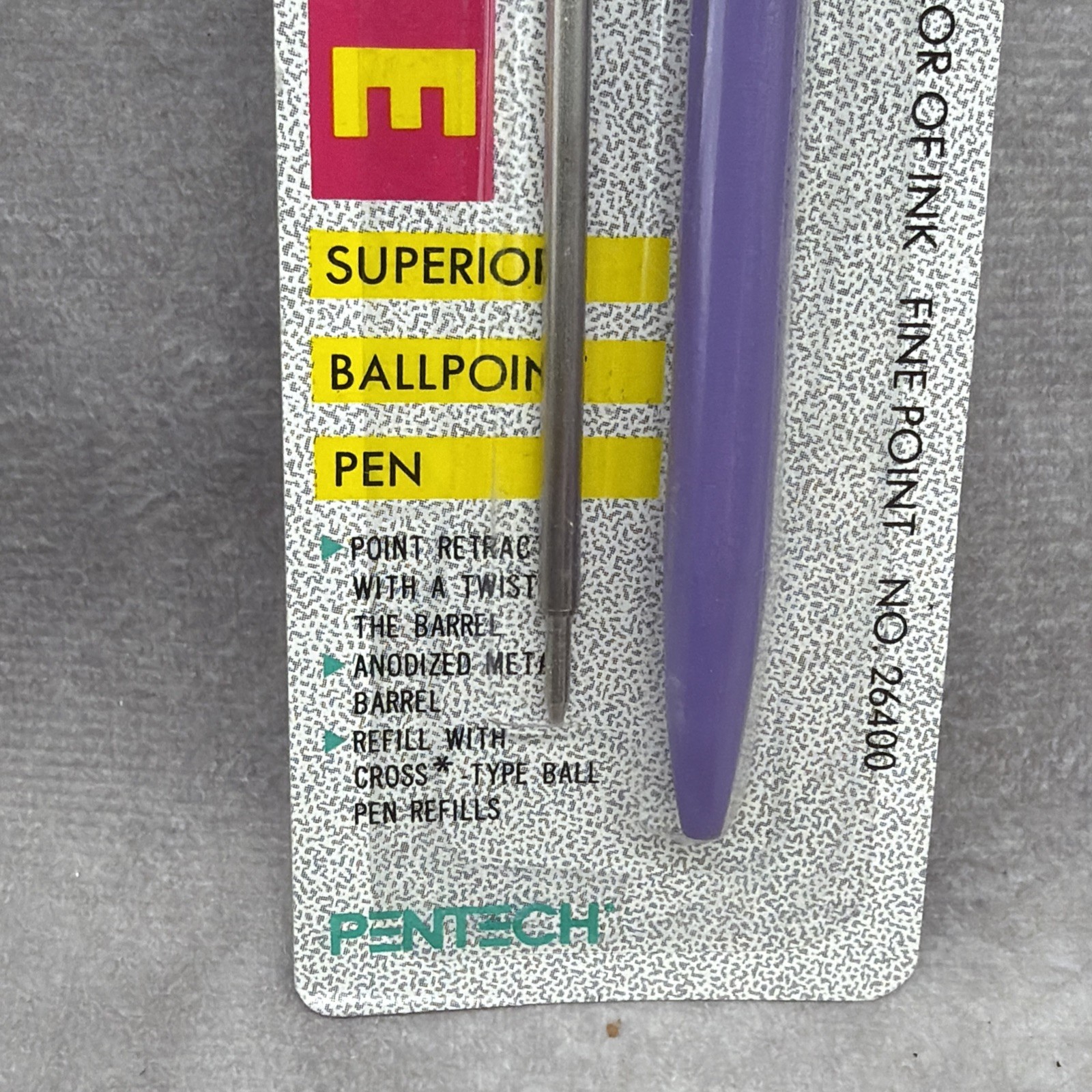 Vintage Pentech Eclipse Purple Ballpoint Pen Fine Point Ink Refill Prop 1989 NOS