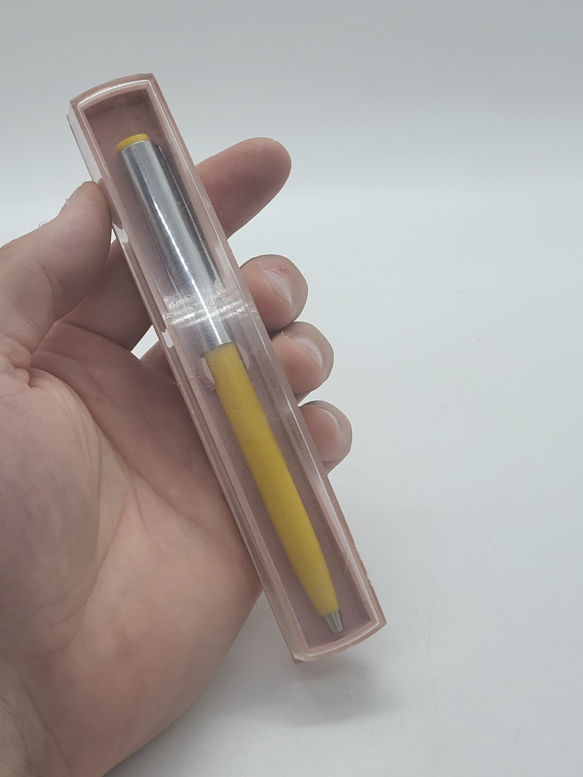 Vintage Soviet ballpoint pen USSR yellow with metal tip in a box price 2 r 40 k