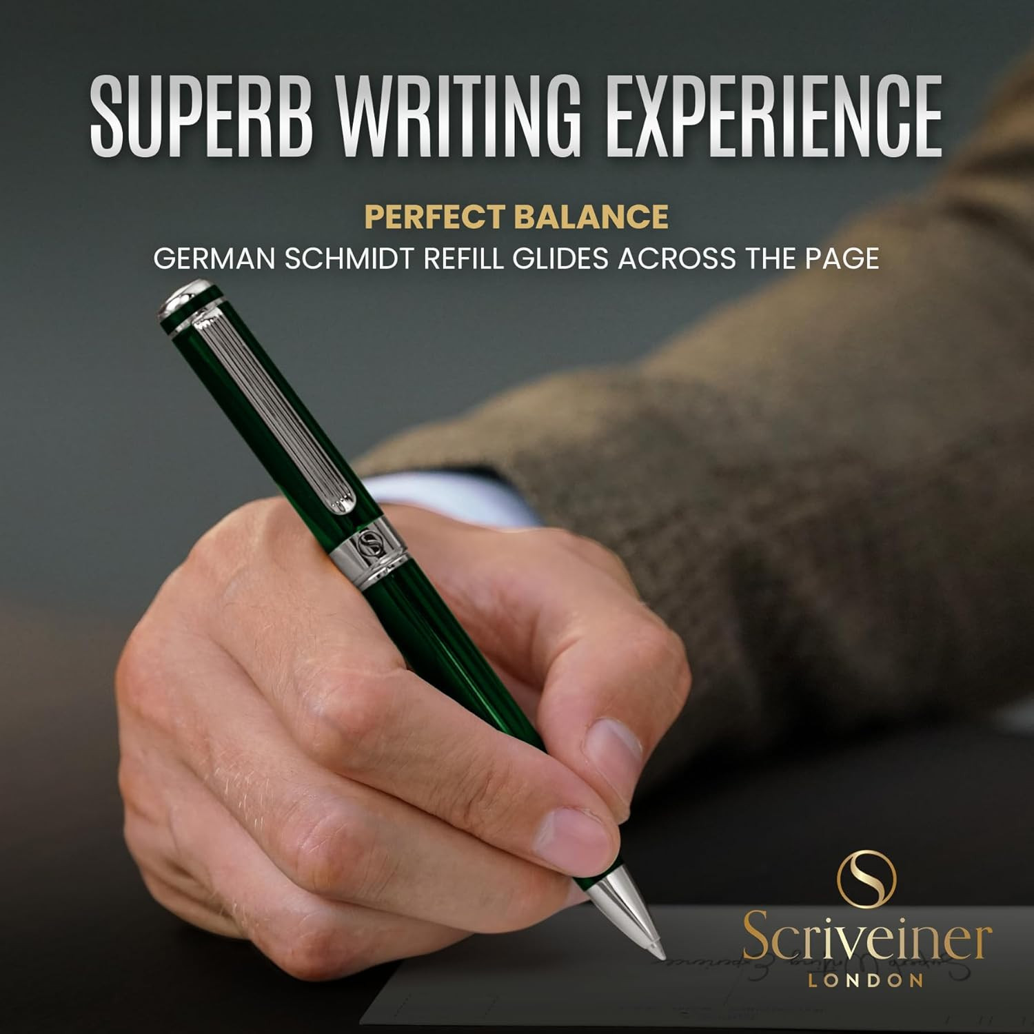 Green Ballpoint Pen – Stunning British Racing Green Luxury Pen, Chrome Finish, S