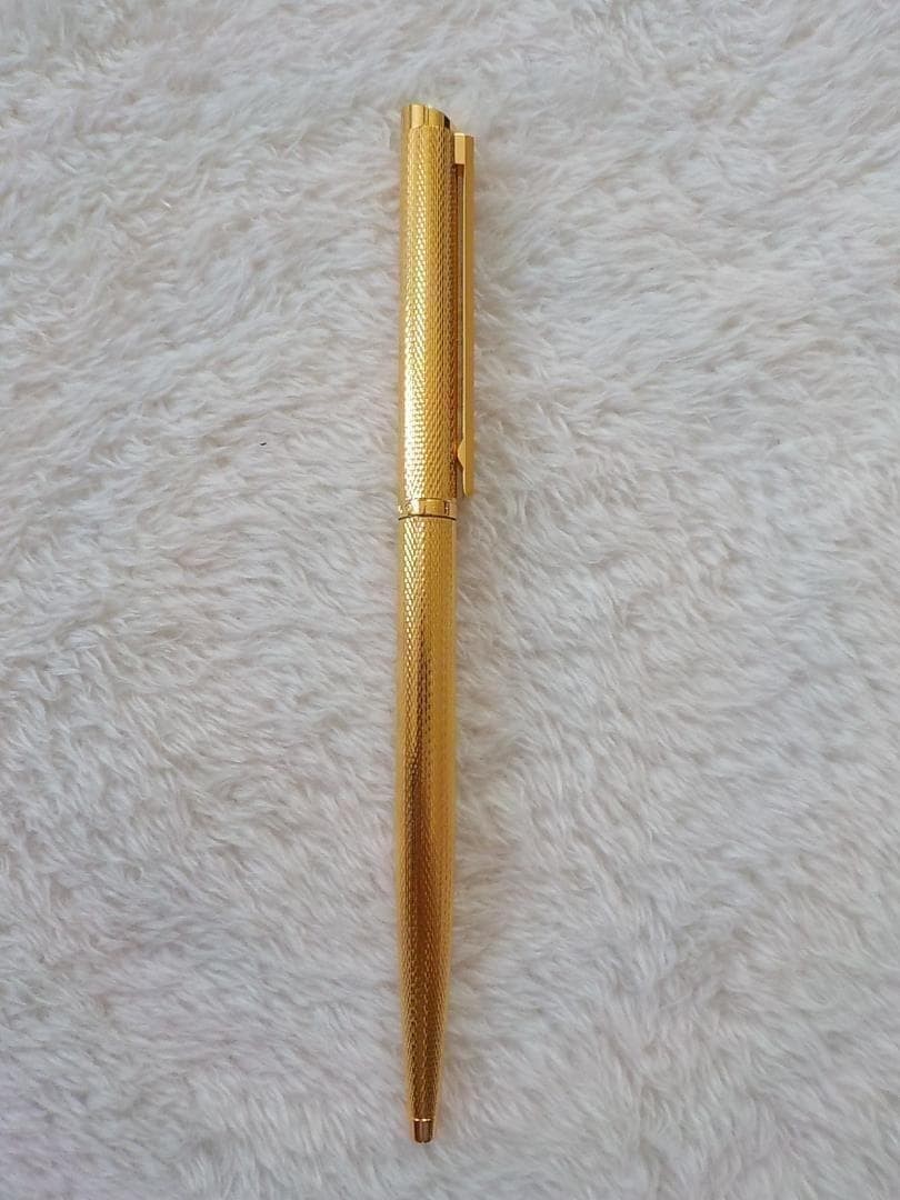 DUNHILL Ballpoint Pen Twist Gold Textured Metal 14cm Used Germany