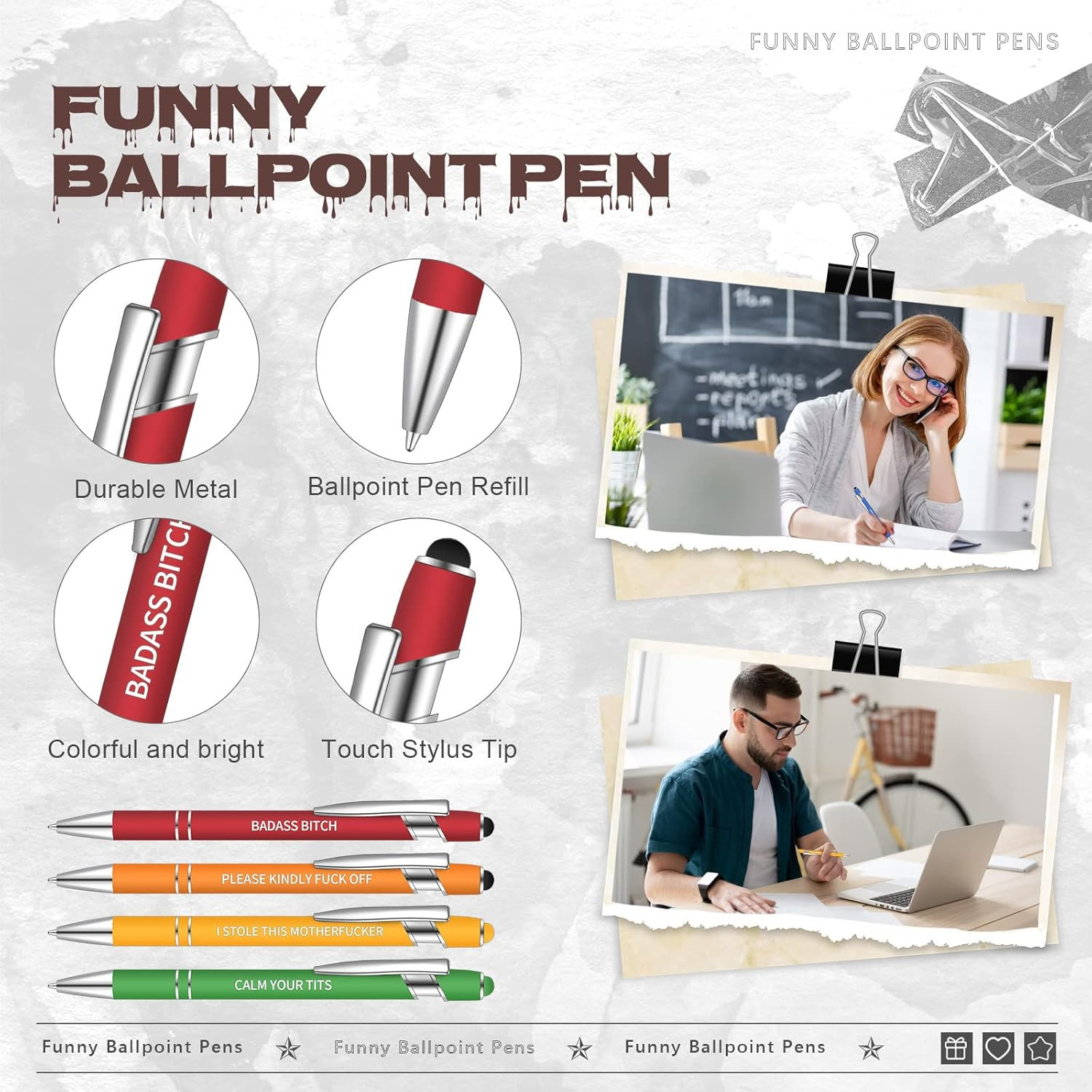 20 Pcs Funny Pens for Coworker Snarky Complaining Negative Passive Insulting …