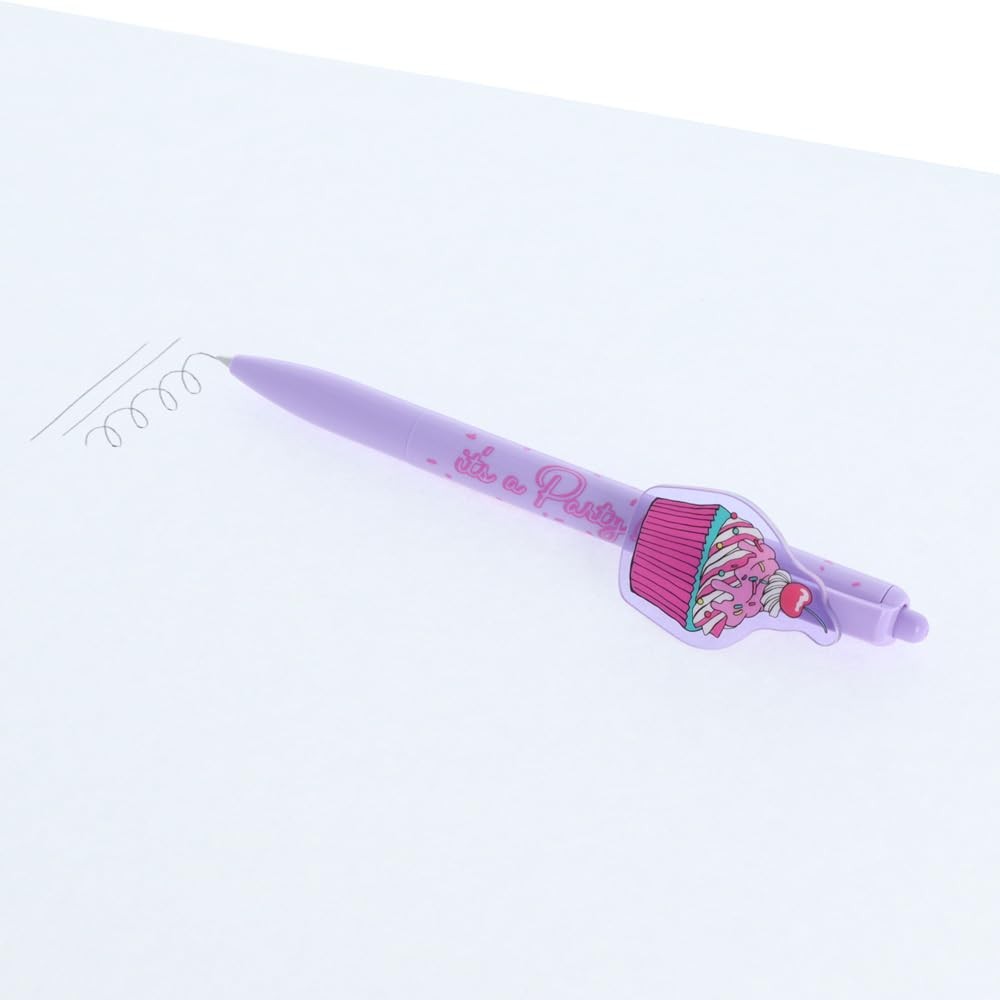 Sun-Star Stationery Ballpoint Pen with Plate, PARTY TIME Cupcake