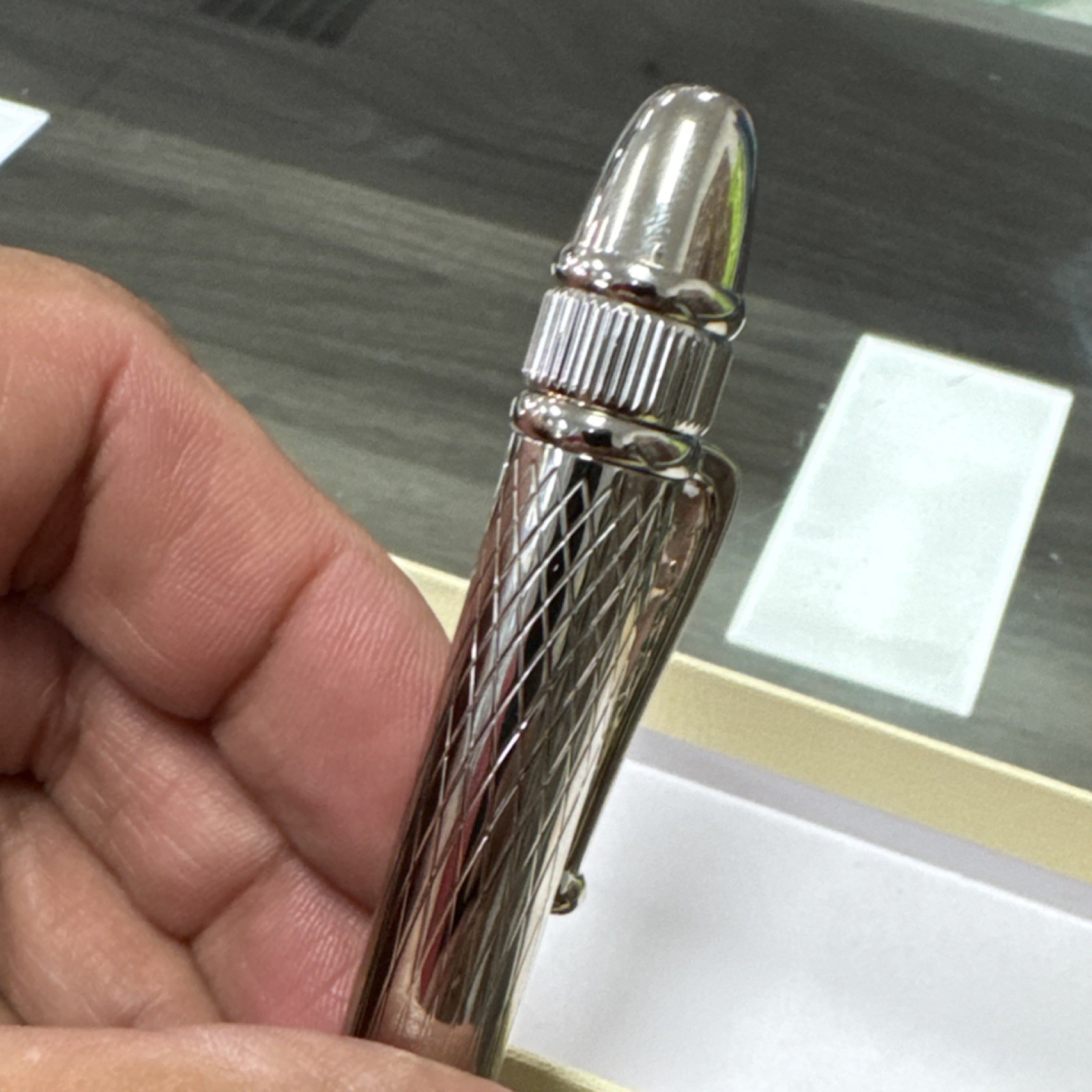 Rolex Metal Ballpoint Pen Chrome Trim Silver Tone with Collectible Branded Box