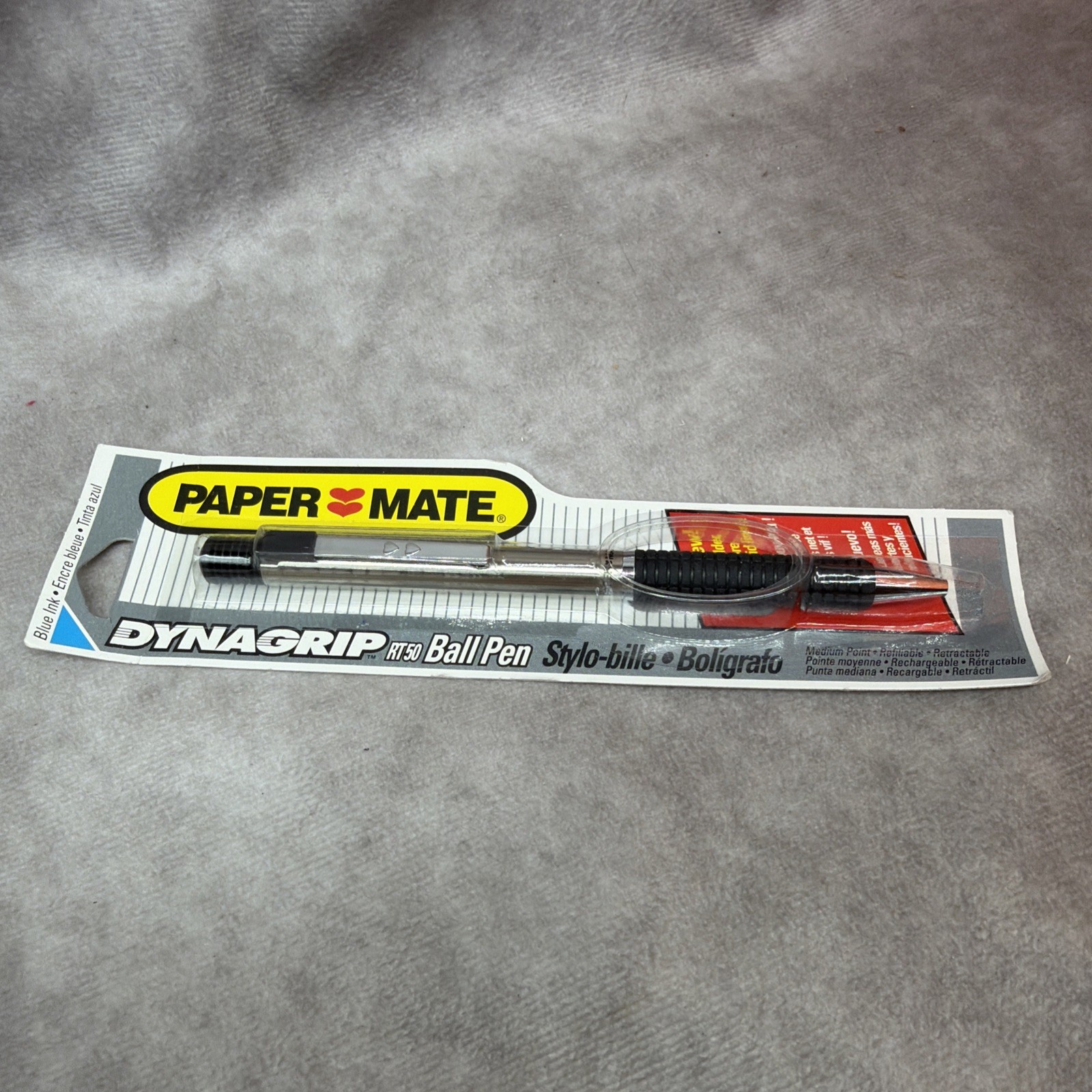 Paper Mate DynaGrip RT50 Ball Point Pen Medium Point Silver Barrel Blue Ink 1993