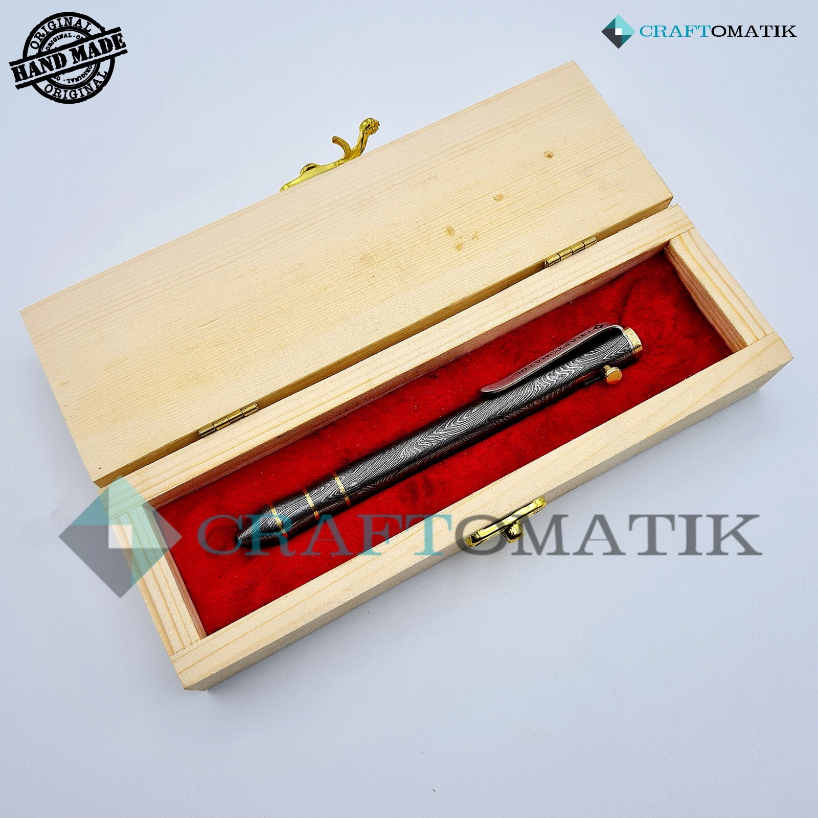 Damask Steel Ballpoint Gift Set Handmade Damascus Pen Set DP02