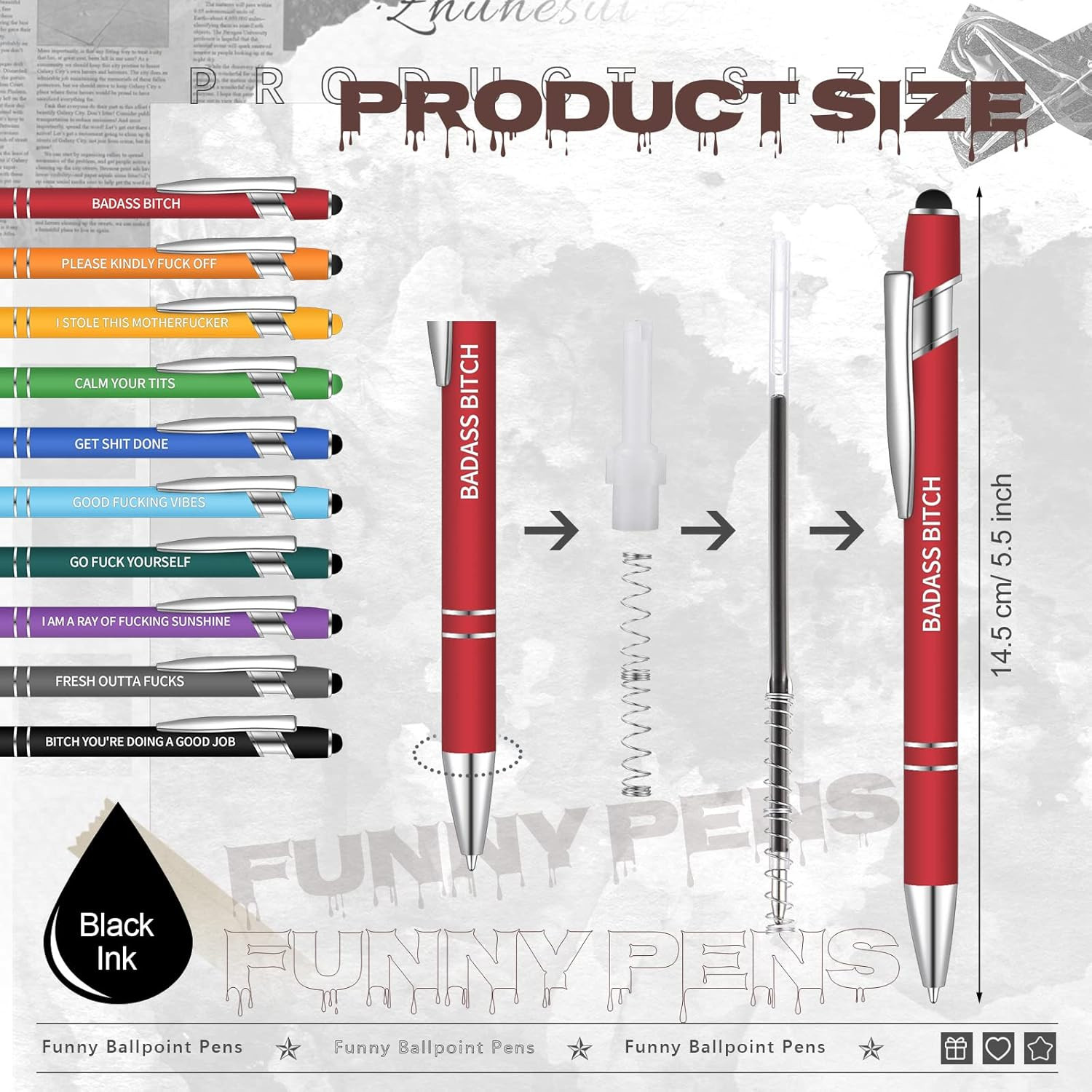 20 Pcs Funny Pens for Coworker Snarky Complaining Negative Passive Insulting …