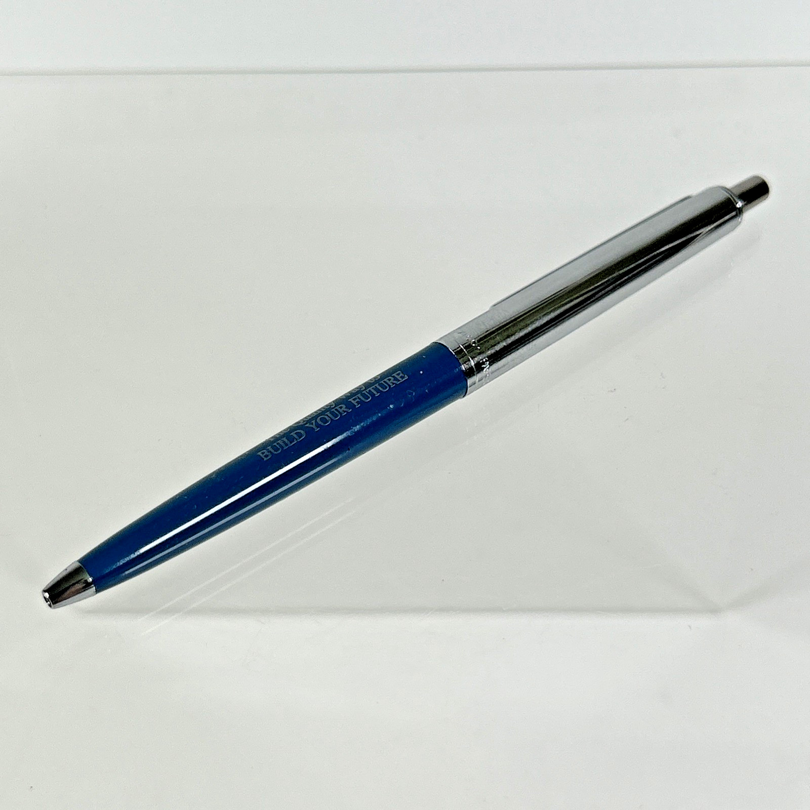 DOU-FAST Paper Mate Blue Chrome Slim Profile Double Heart Vintage Ballpoint Pen
