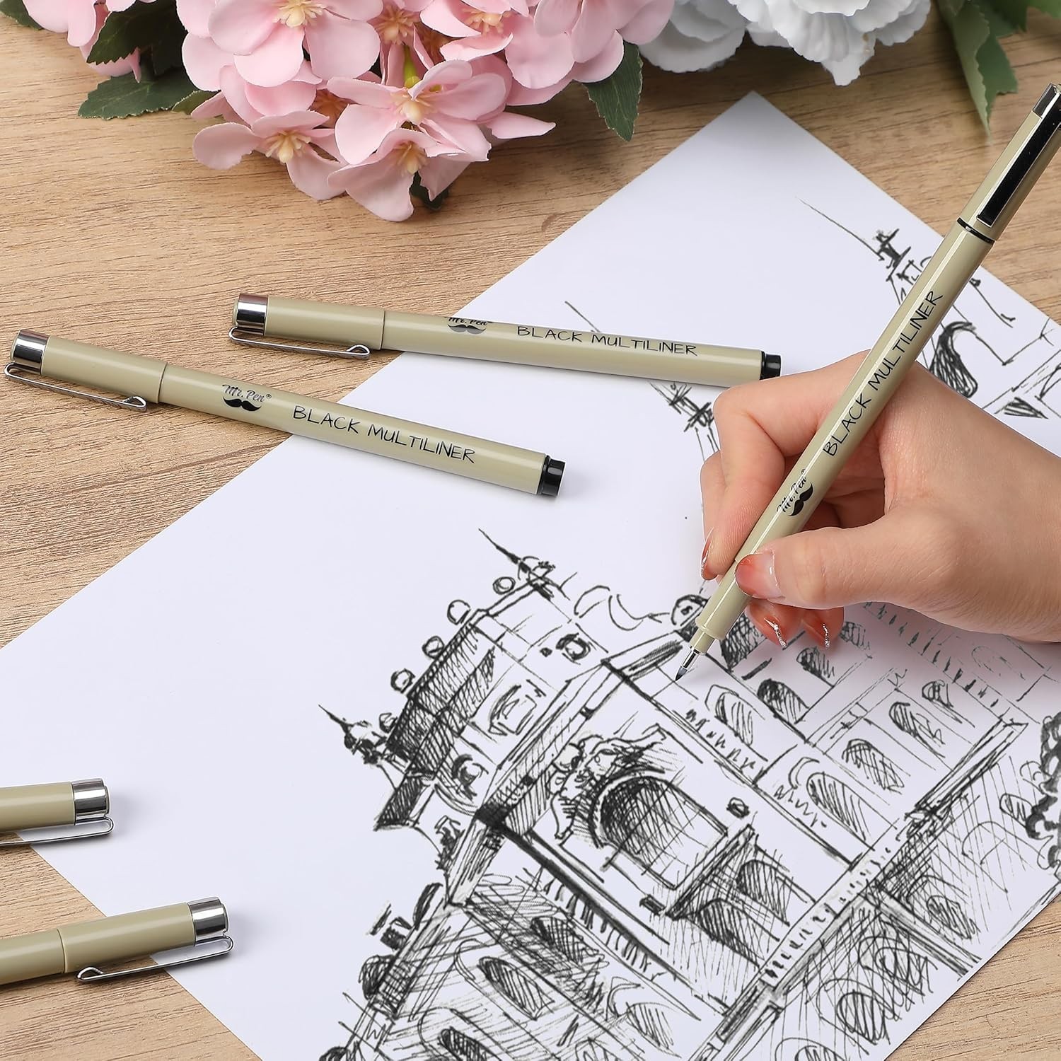 0.25mm Micro Pens – 6 Pack of Quick-Dry Black Ink Fineliners for Professionals