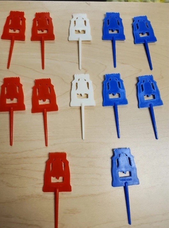 VTG Lot 12 Red White and Blue Liberty Bell Bicentennial Cake Toppers Hong Kong
