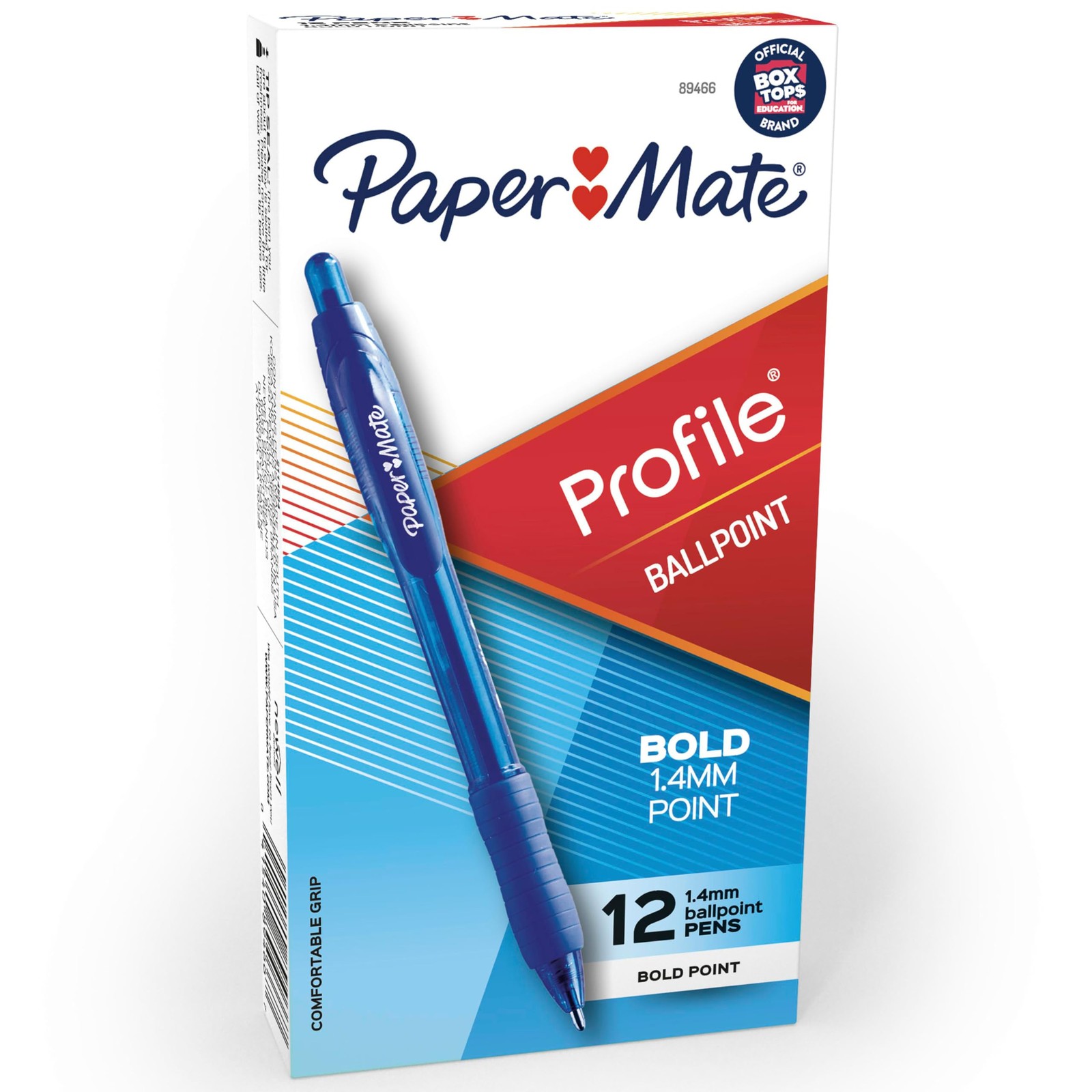 Paper Mate Profile Retractable Ballpoint Pens Bold Point 1.4Mm Blue Ink 12 –
