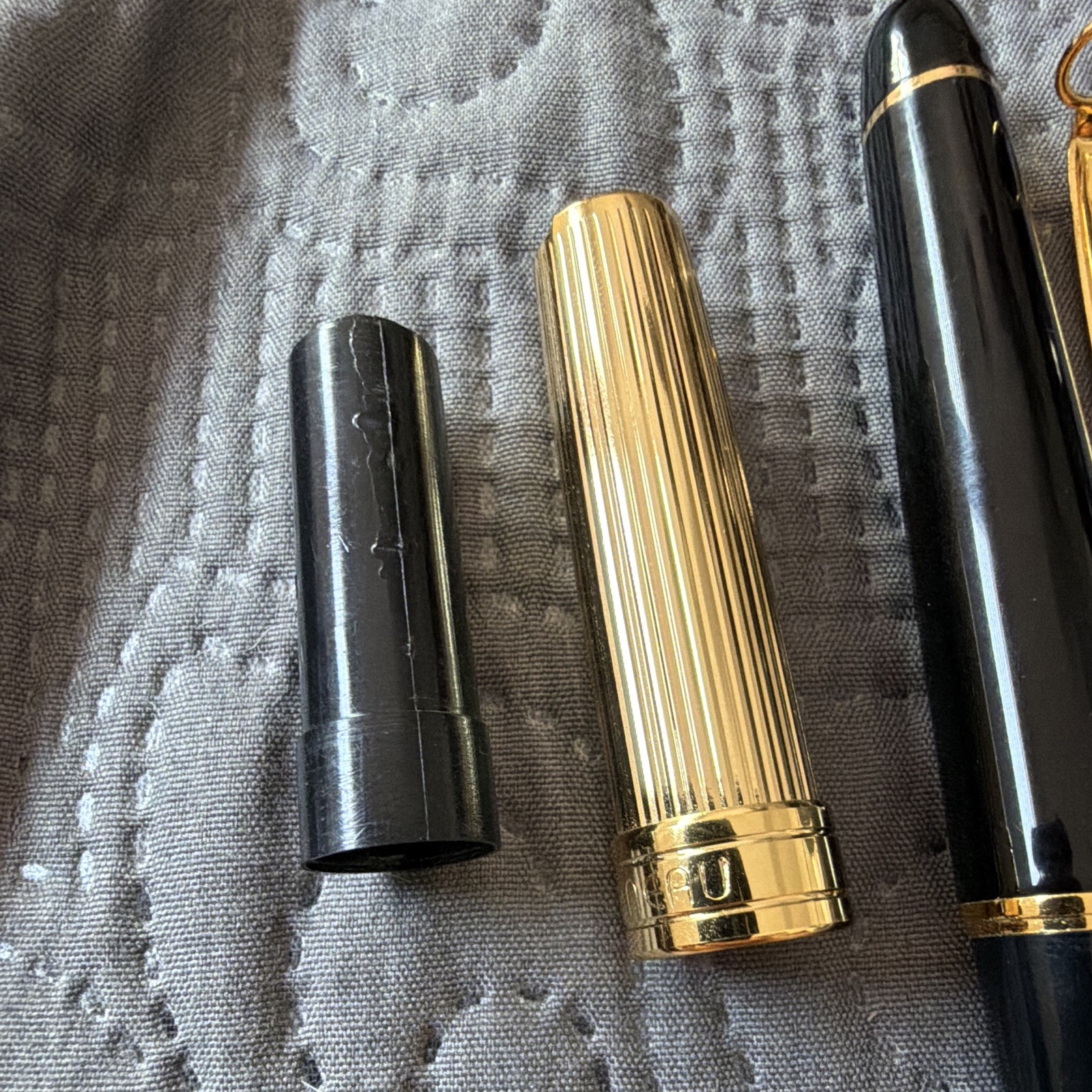 Tourneau MMXV Black & Gold Metal Ballpoint Pen, Blue Ink, Gold Trim w/Case