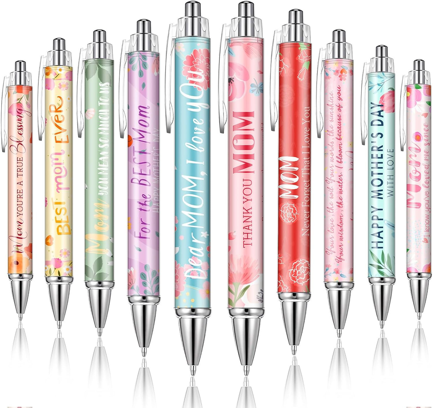 10 Pcs Mothers Day Gifts Bulk Happy Mother’s Day Ballpoint Pens Retractable 1 mm