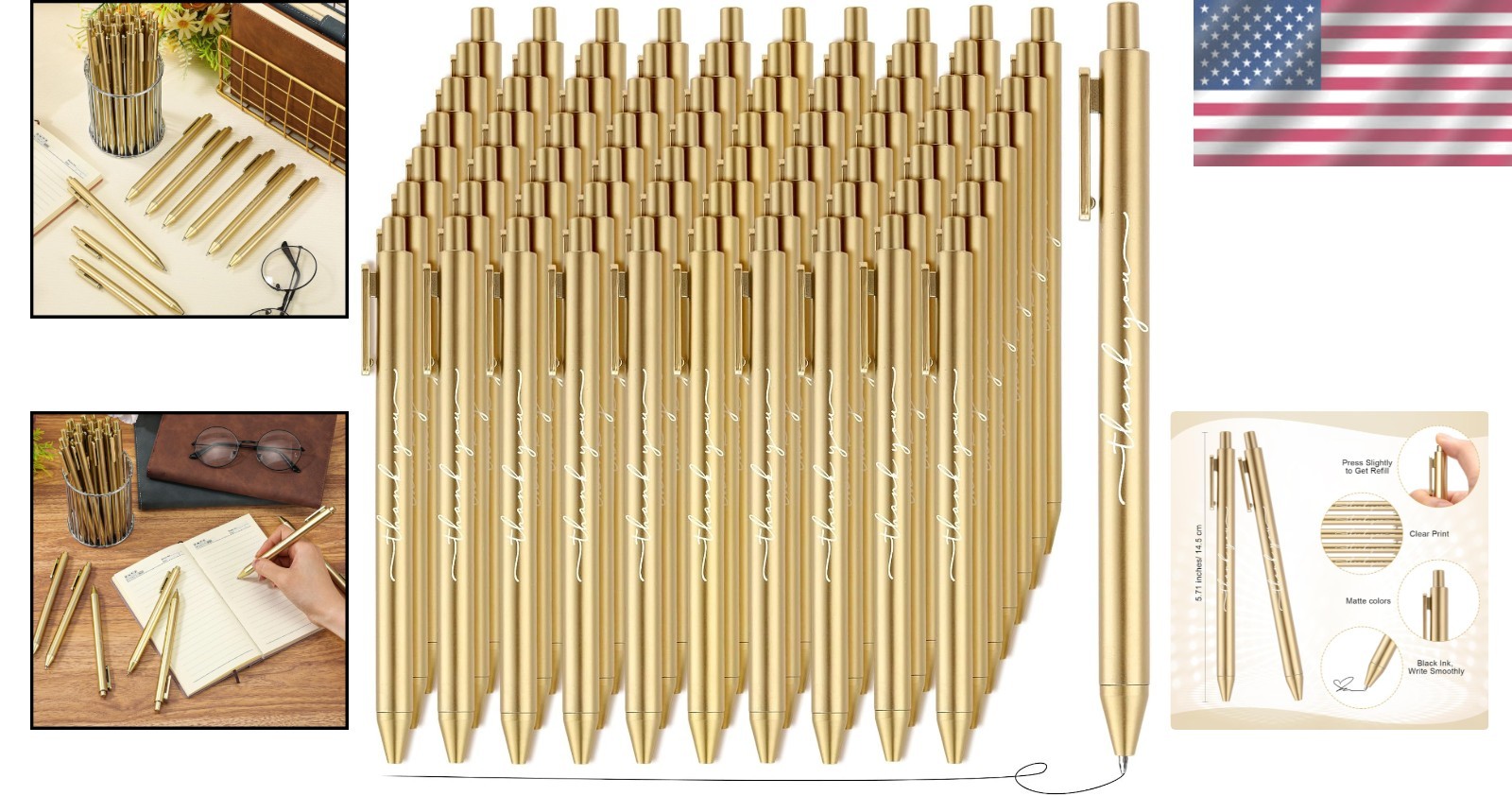 Cute Thank You Pens 100 Pack, Employee Appreciation Gift