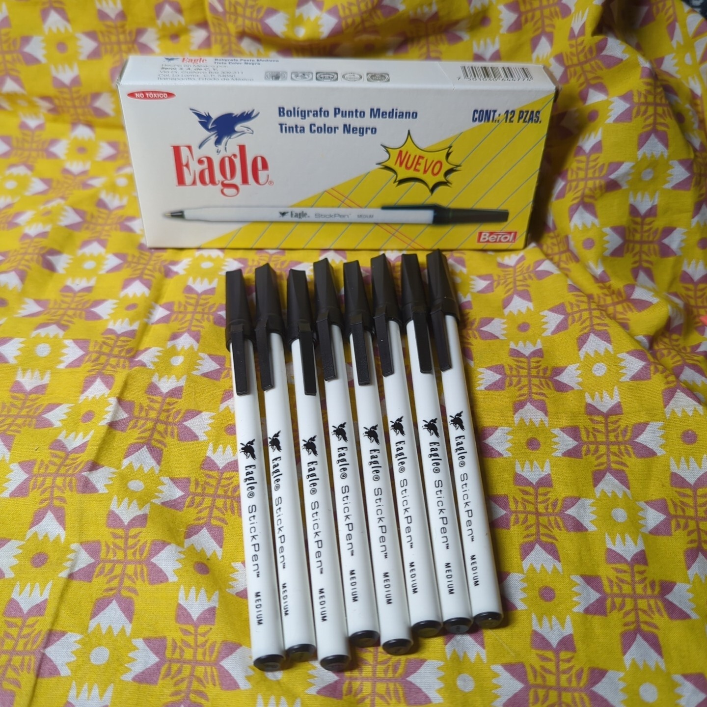 VTG Box 8 Berol Eagle STICKPENS Ball Point Pens Black Medium All Tested And Work