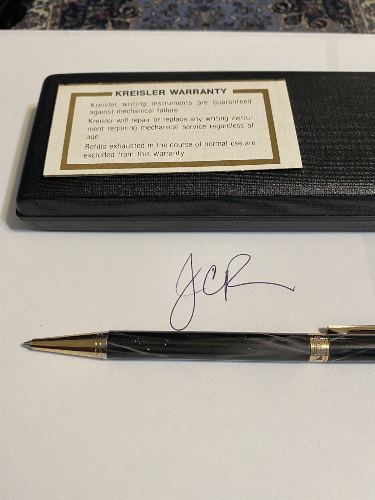 KREISLER Ball Point Pen in Box – Gray Swirl – New Fine Blk refill