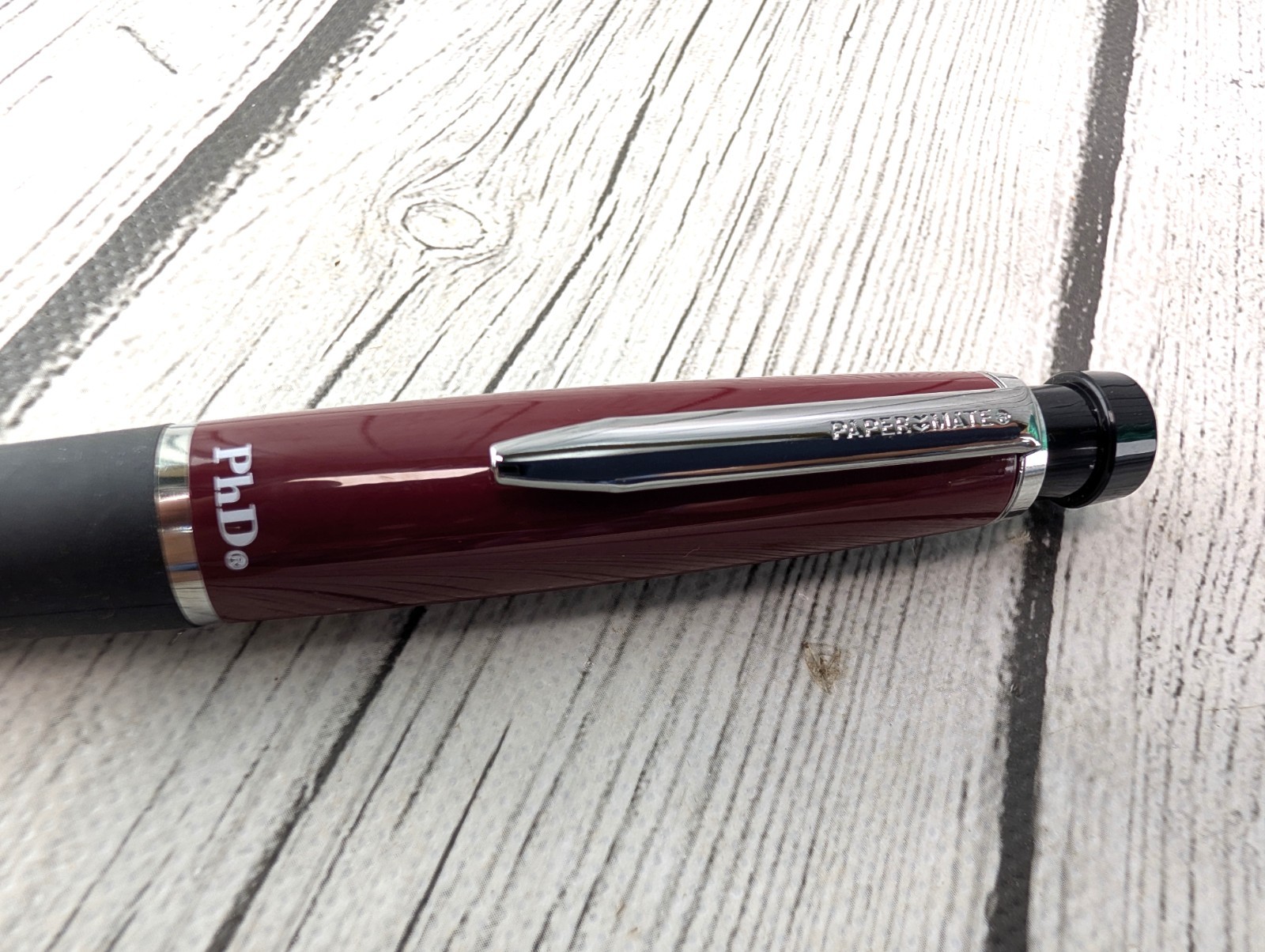 Paper Mate PhD Burgundy Red Ball Point Pen 1.0mm Black Ink New Old Stock