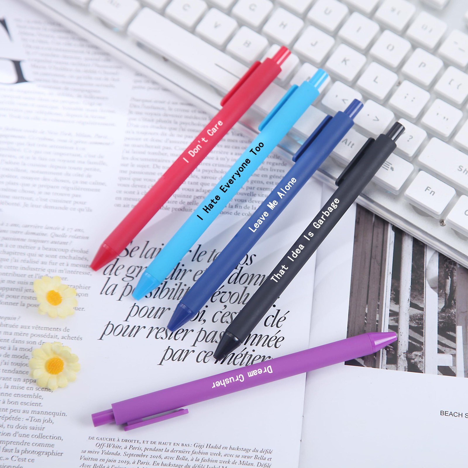SYSDTTD Sarcastic Black Ink Ballpoint Pens 1.0mm Fine Tip 14-Piece Set