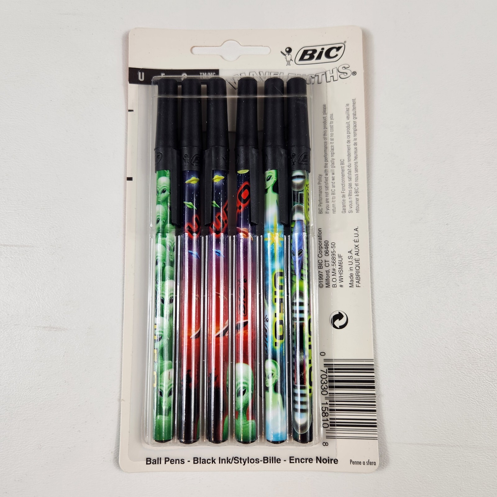Bic Wavelengths UFO Alien Stick Pens Black Ink Ballpoint 1997 Vintage New NOS