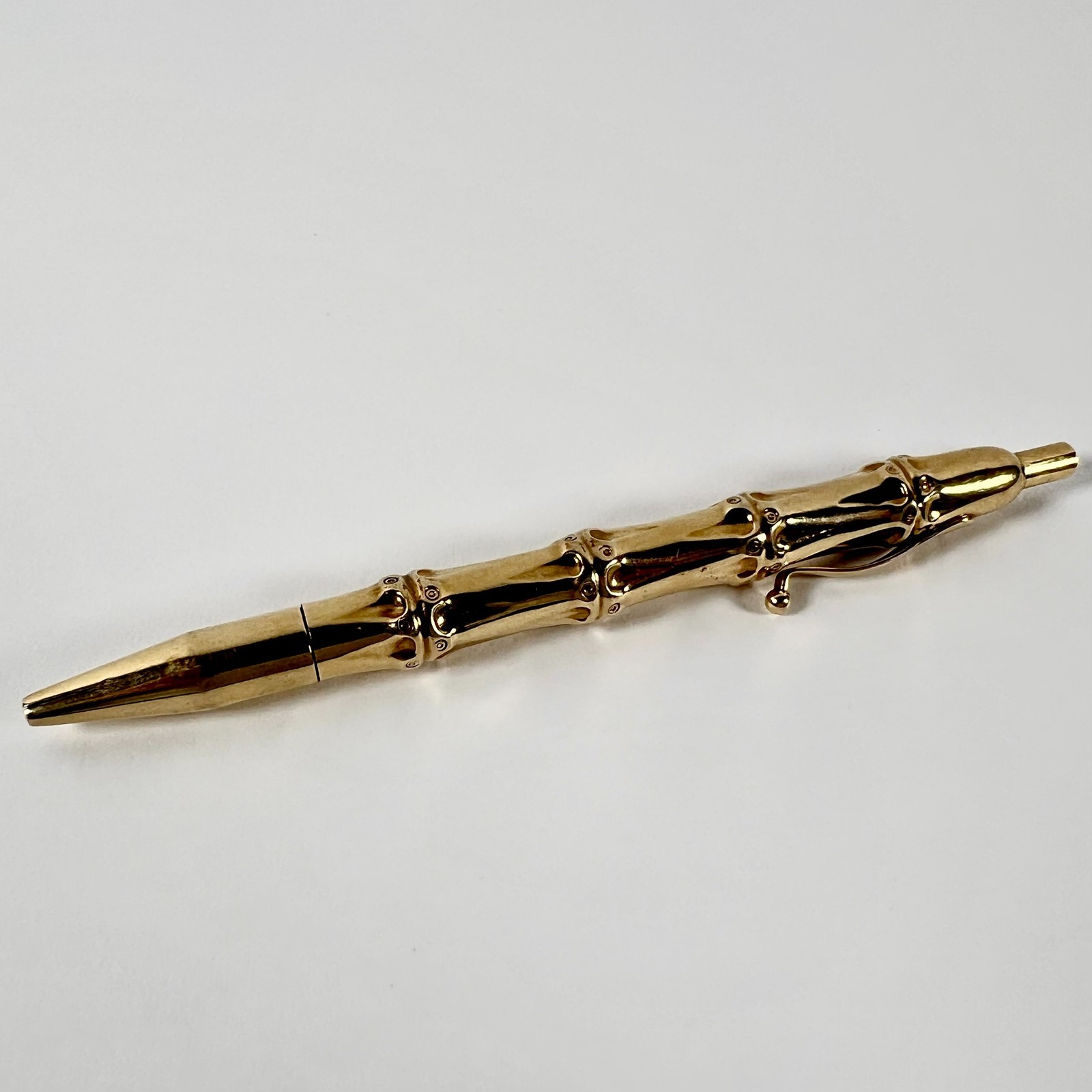 Vintage 1940’s Louis Tamis Bamboo Pen 14K Solid Yellow Gold