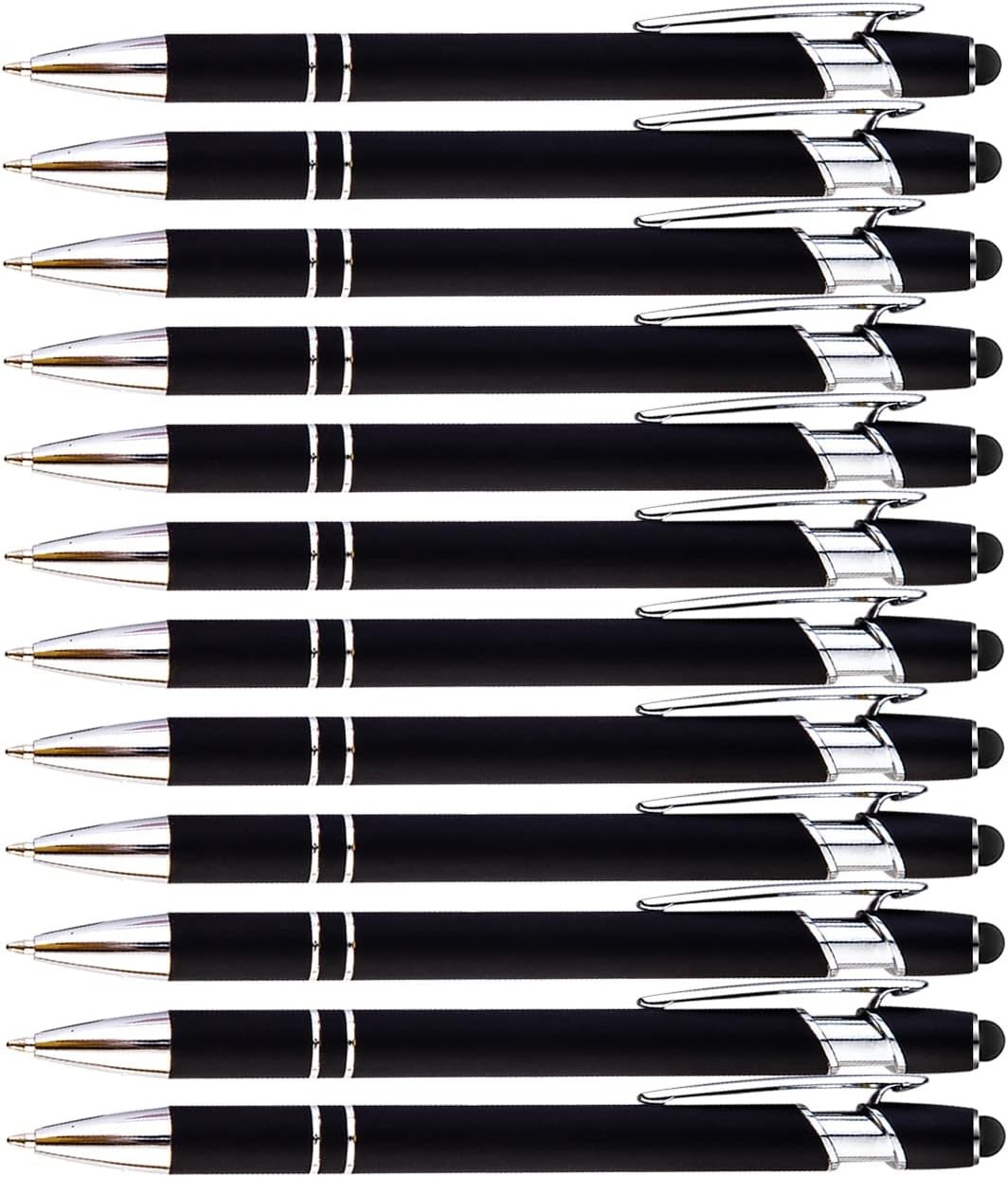 12 Pieces Black Ballpoint Pen with Stylus Tip, 2 in 1 Stylus Pen, Premium Metal