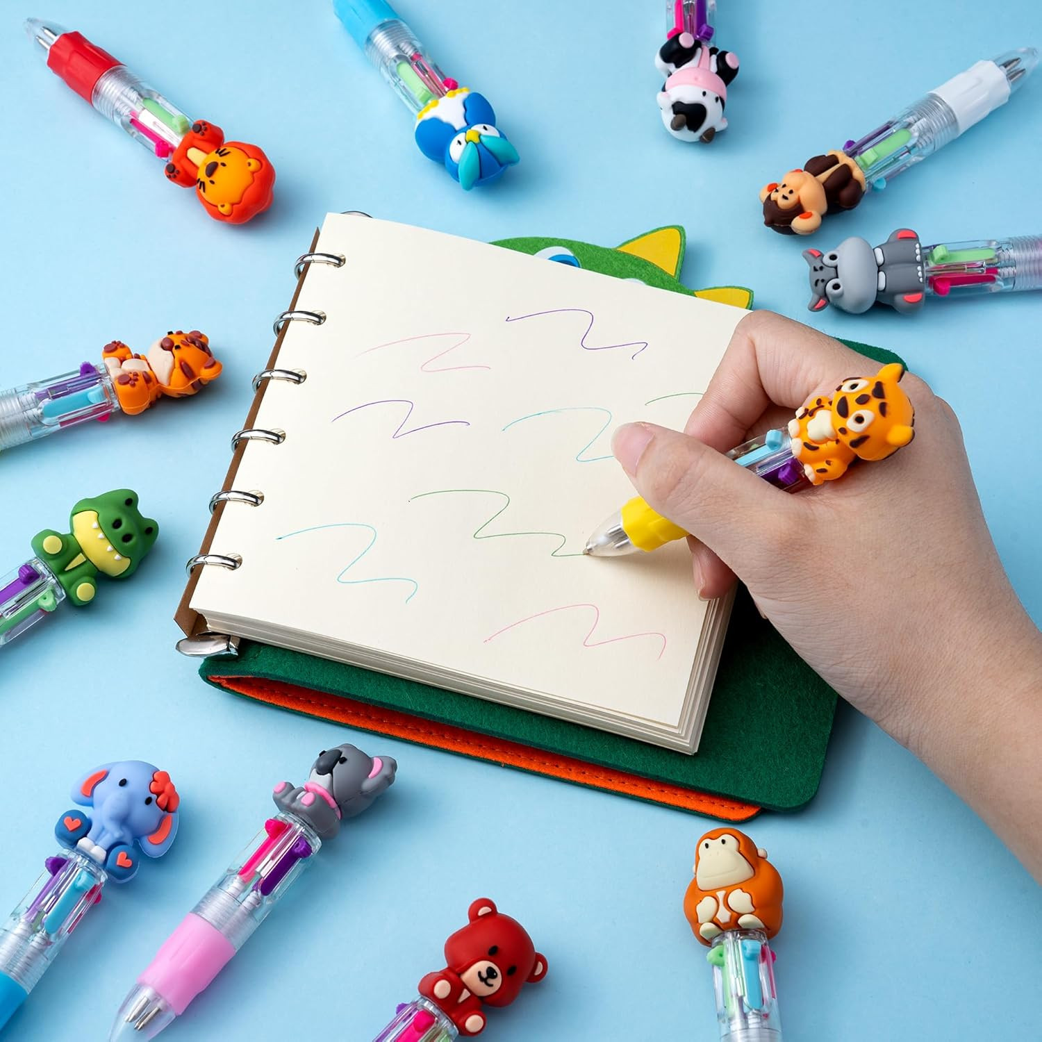 24PCS Animal 4-In-1 Multicolor Pens, Cute Pens for Kids Party Gifts | Mini Ballp