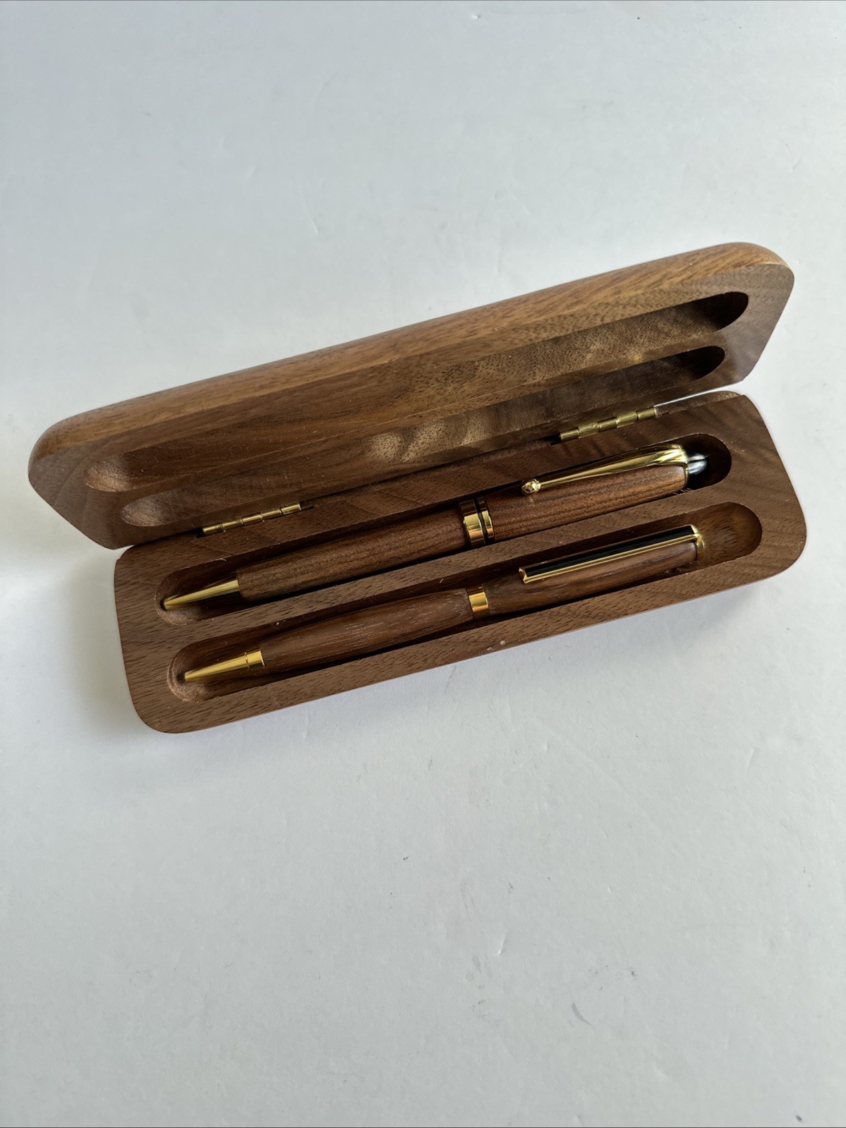 2-Piece Wooden Pen Gift Set – Black & Blue Ballpoint Pens