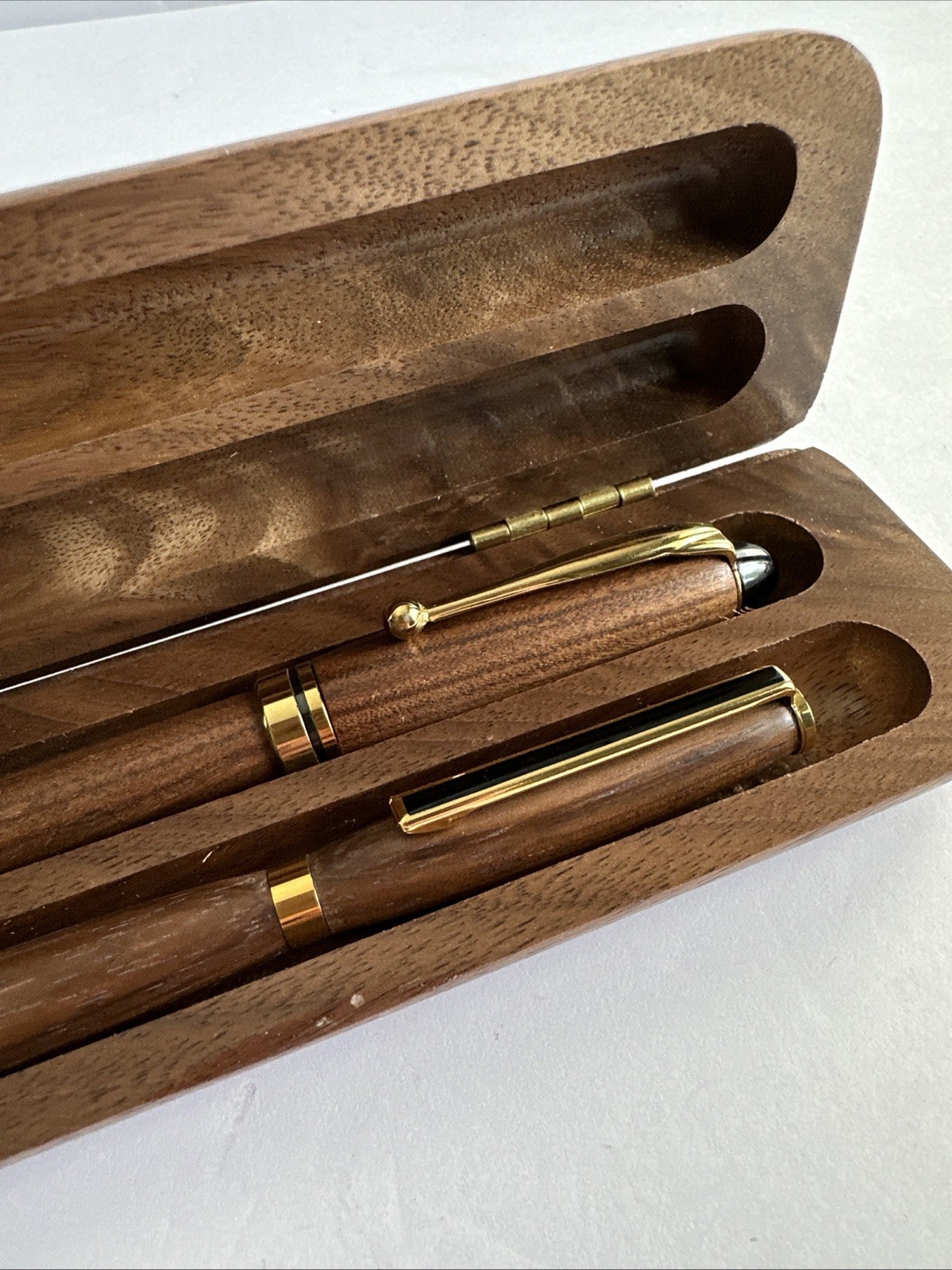 2-Piece Wooden Pen Gift Set – Black & Blue Ballpoint Pens