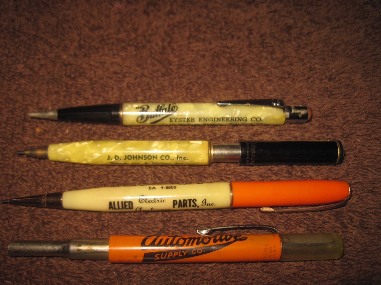 11 Vintage Advertising Pens Pencils from Various Businesses Throughout USA