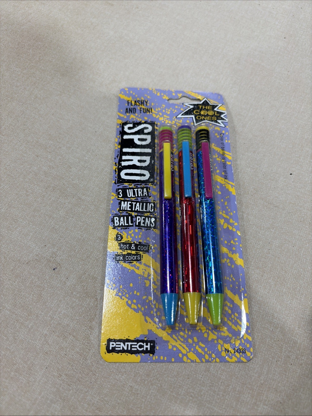 Vintage 1991 Pentech SPIRO 3 Ultra Metallic Ink Ball Pens, Factory Sealed