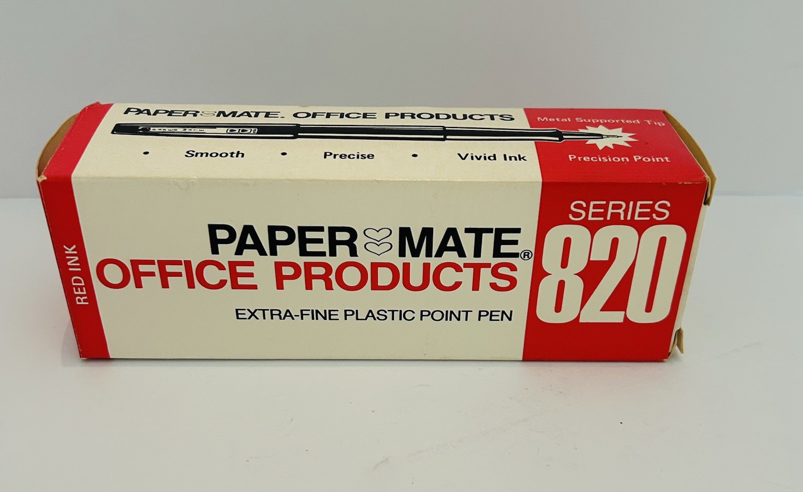 SET OF 12 ~ RED Paper Mate Extra Fine Plastic Point Pens 822-11 Paper-mate NOS
