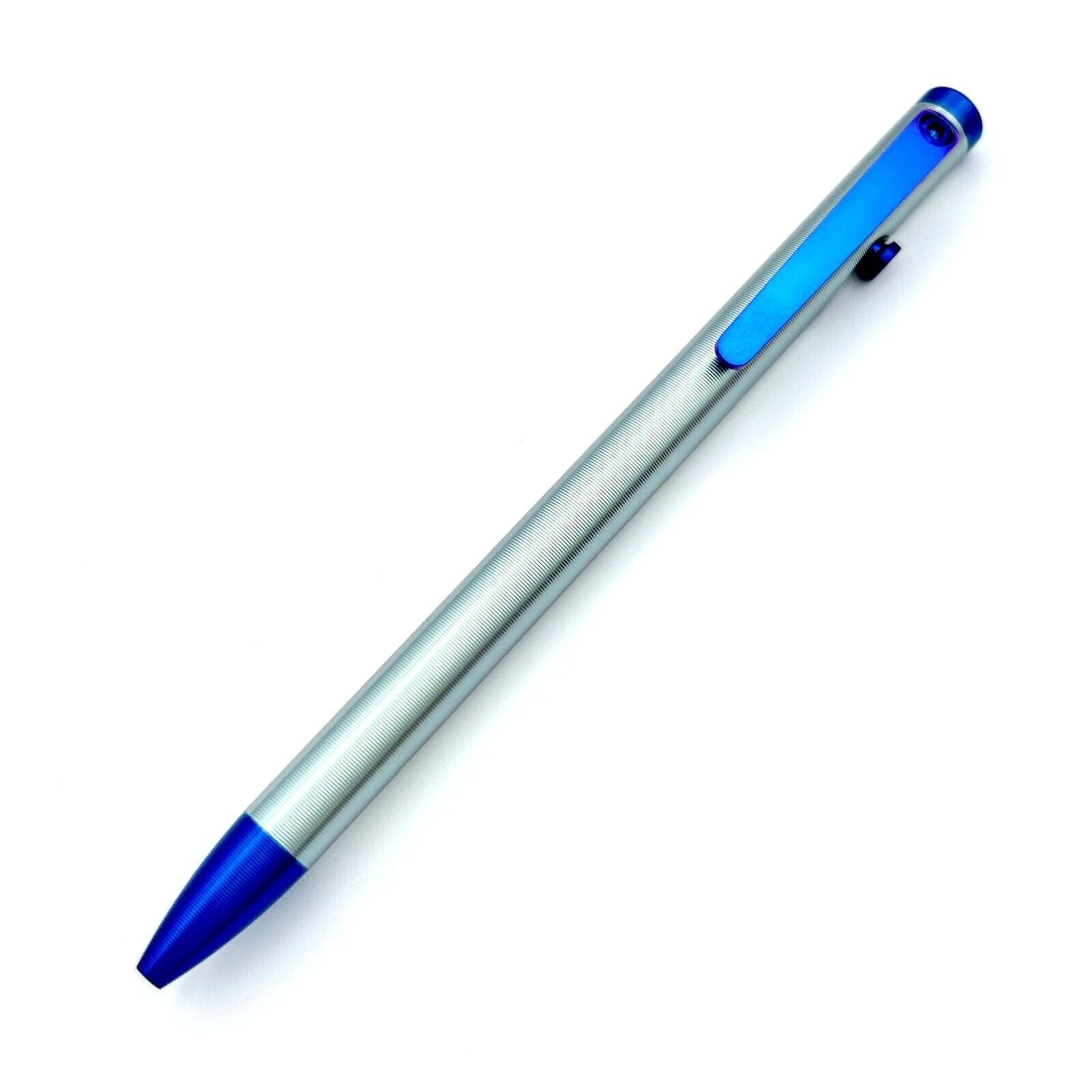 Tactile Turn – Titanium Slim Bolt Action Standard Size Pen Custom Blue & Grey