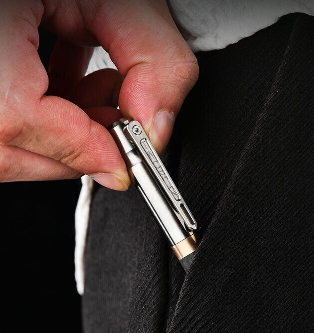 1 PC EDC Titanium Alloy Brass Pocket Ballpoint Pen Business Write Pen w/Clip