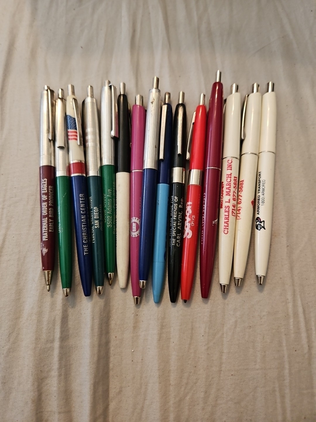 Lot of 15 Vintage Advertising Ballpoint Pens Branded Rare Collectibles + Bic