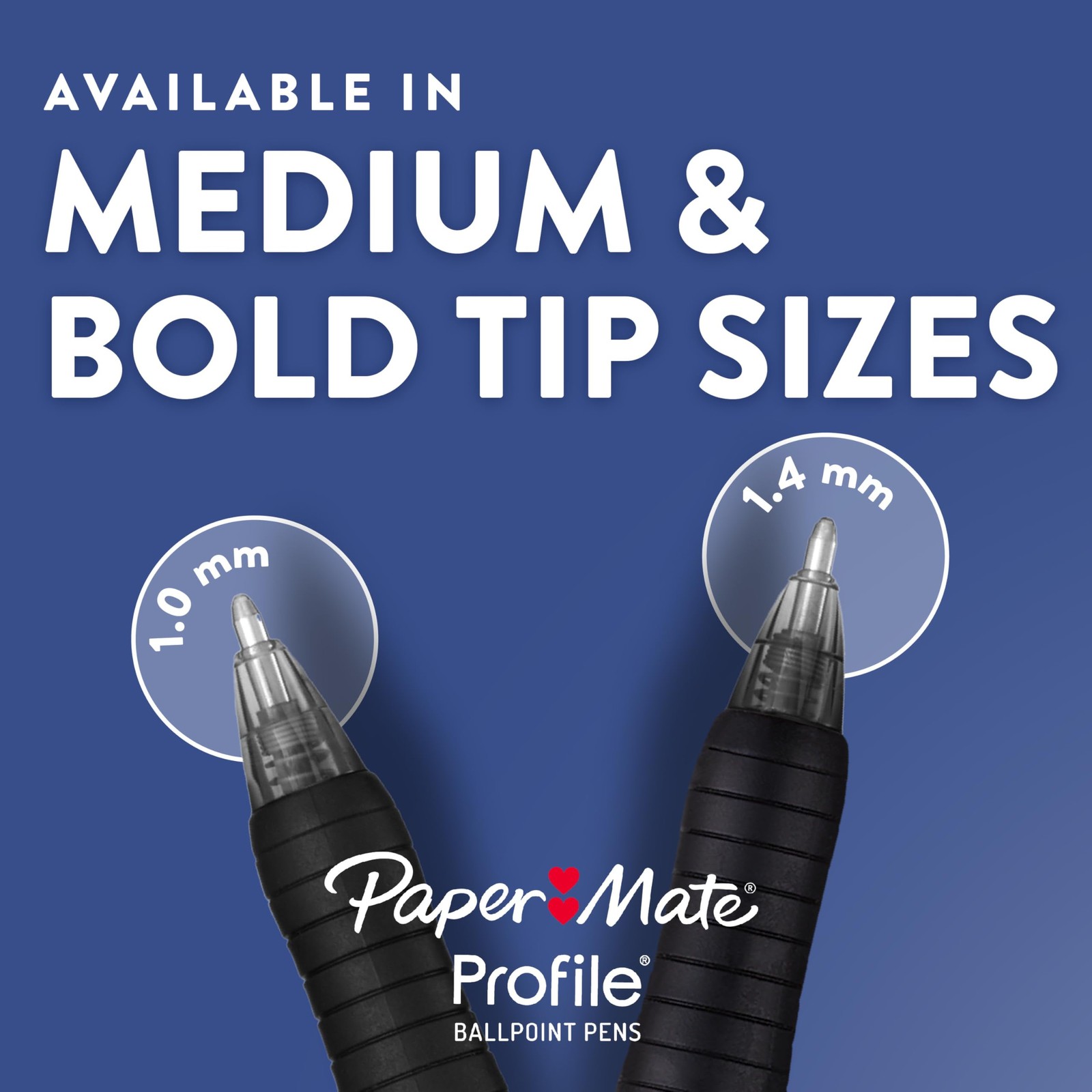Paper Mate Profile Retractable Ballpoint Pens Bold Point 1.4Mm Blue Ink 12 –