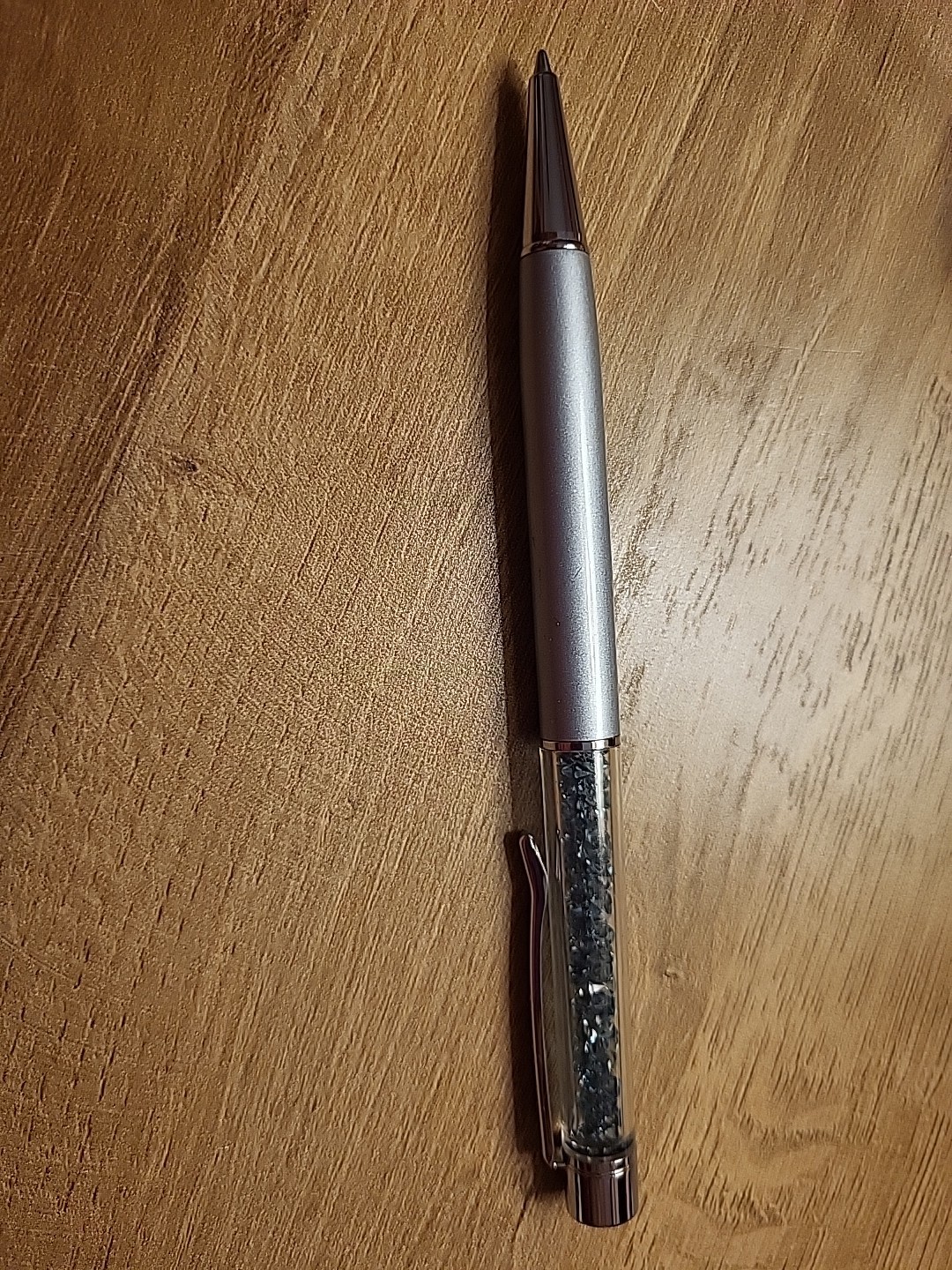 Swarovski Crystalline Pen, Black Ink, Blue Crystals And Gray Pen