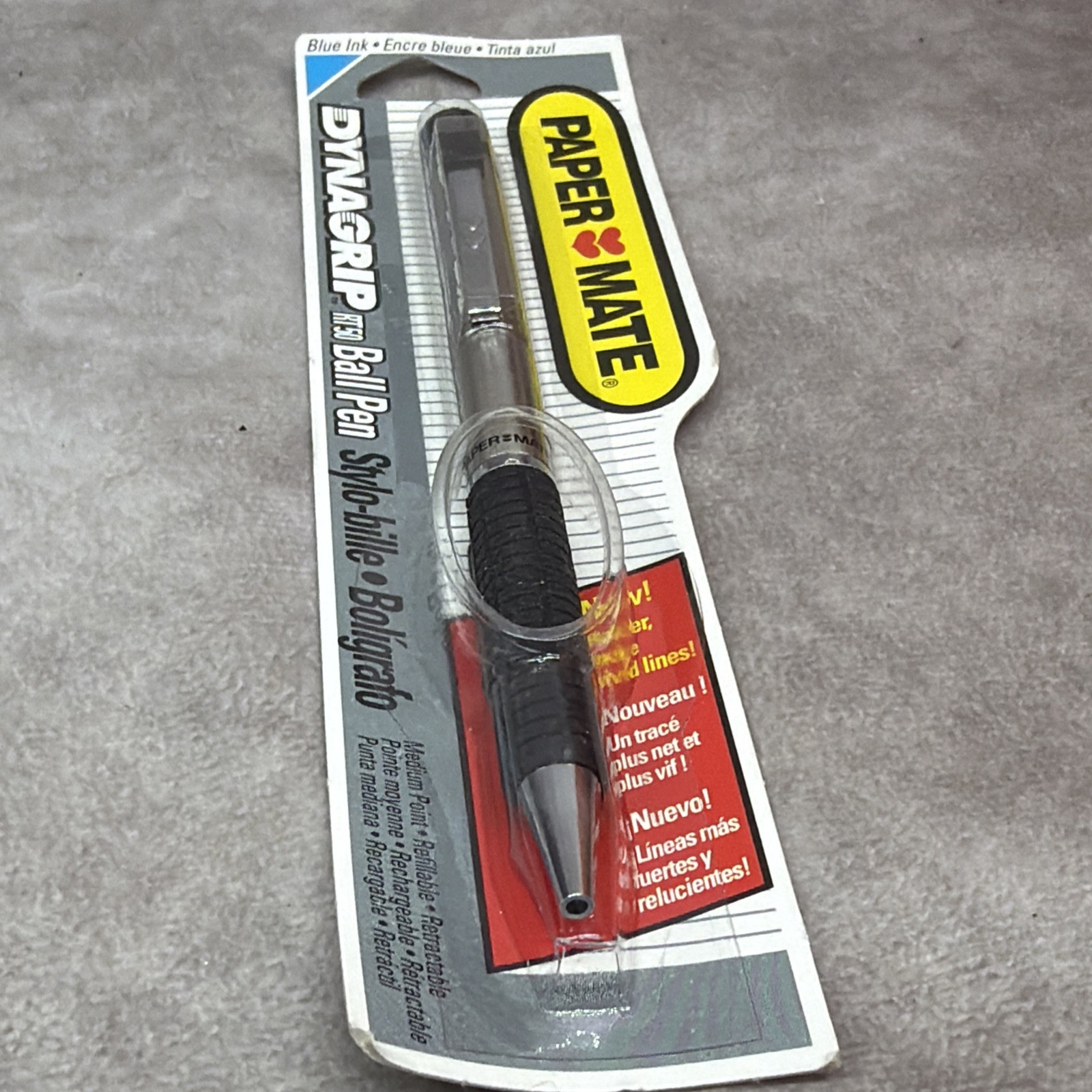 Paper Mate DynaGrip RT50 Ball Point Pen Medium Point Silver Barrel Blue Ink 1993