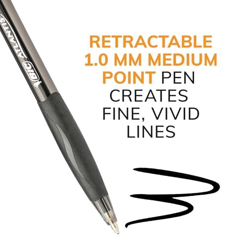 Glide Retractable Ballpoint Pens, Medium Point 4 Count (Pack of 1) Black