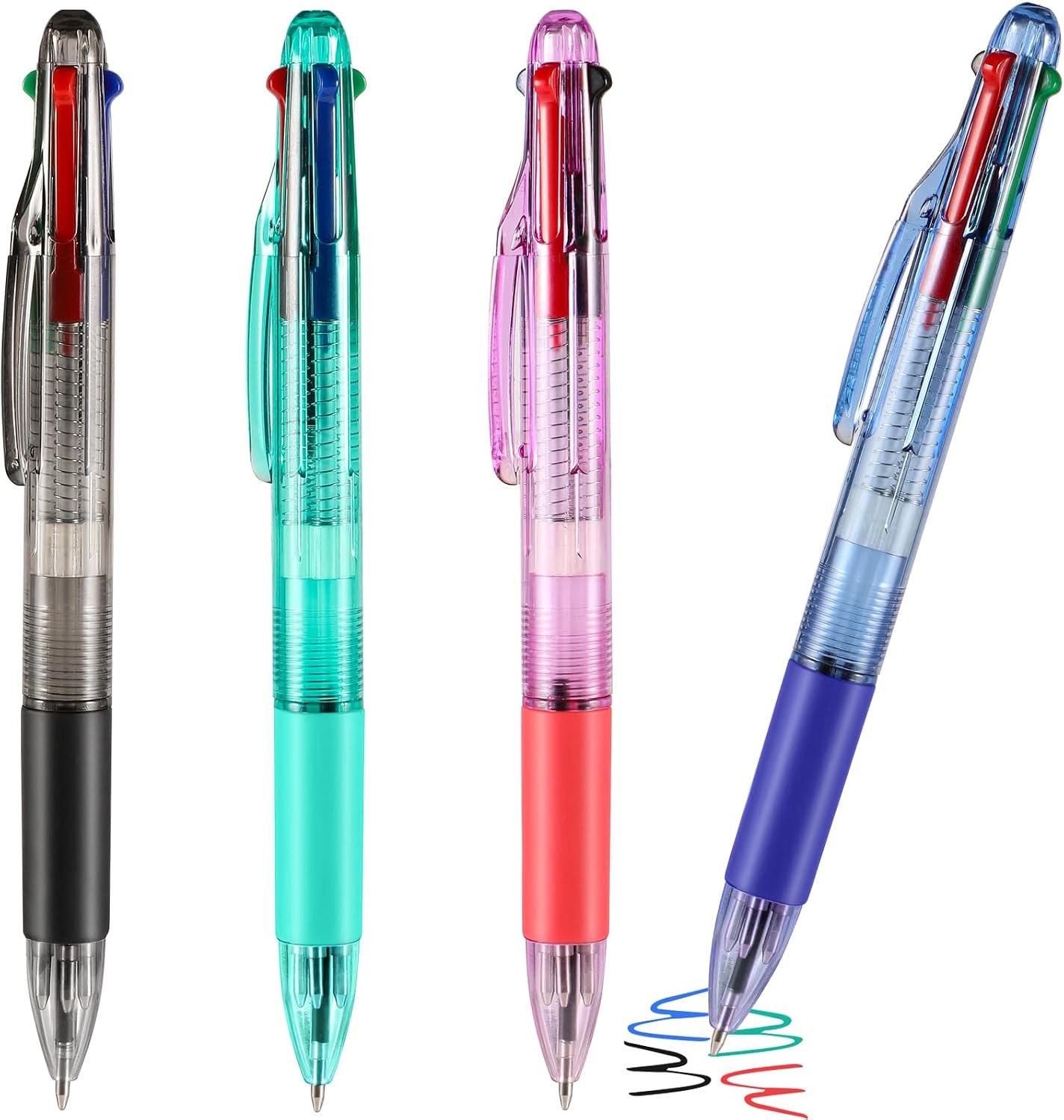 4 Peices Basic MultiColor Pen in One 4-Color Retractable Ballpoint Pens 0.7mm Sm