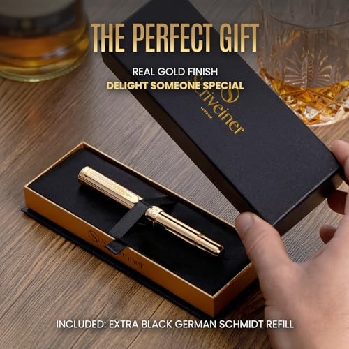 Heavy Gold Rollerball Pen, Award Winning Luxury Pocket Pen with gold 14. Gold